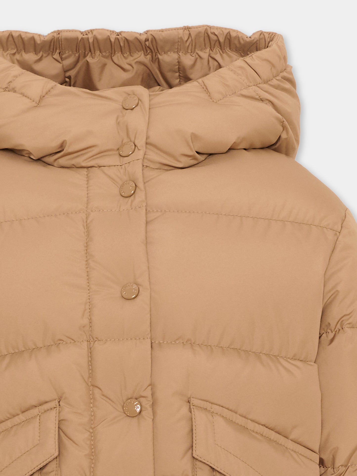 Piumino Phelanta beige per bambina con cappuccio,Moncler Kids,L2954 1A00087 597YW 248