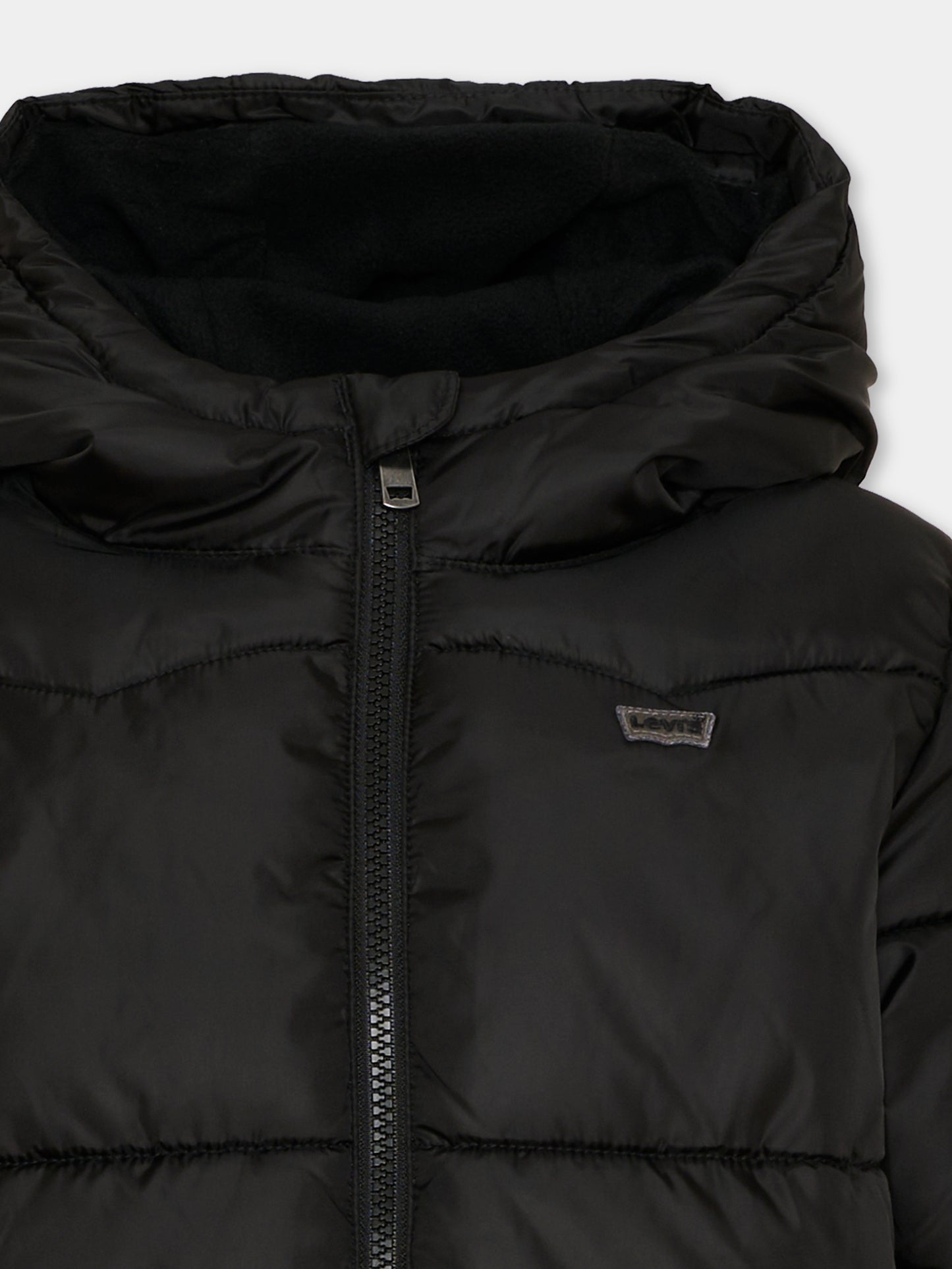 Piumino nero per bambini con cappuccio,Levi's Kids,9ER929 G52