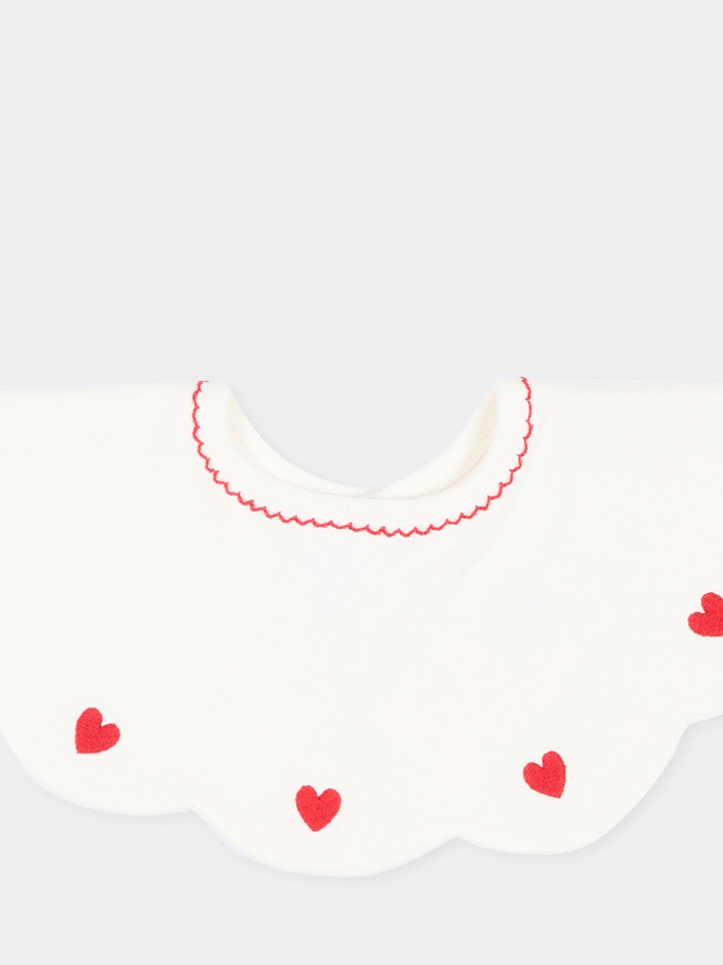 Bavaglino avorio per neonata con cuori,Petit Bateau,A0G9K 01