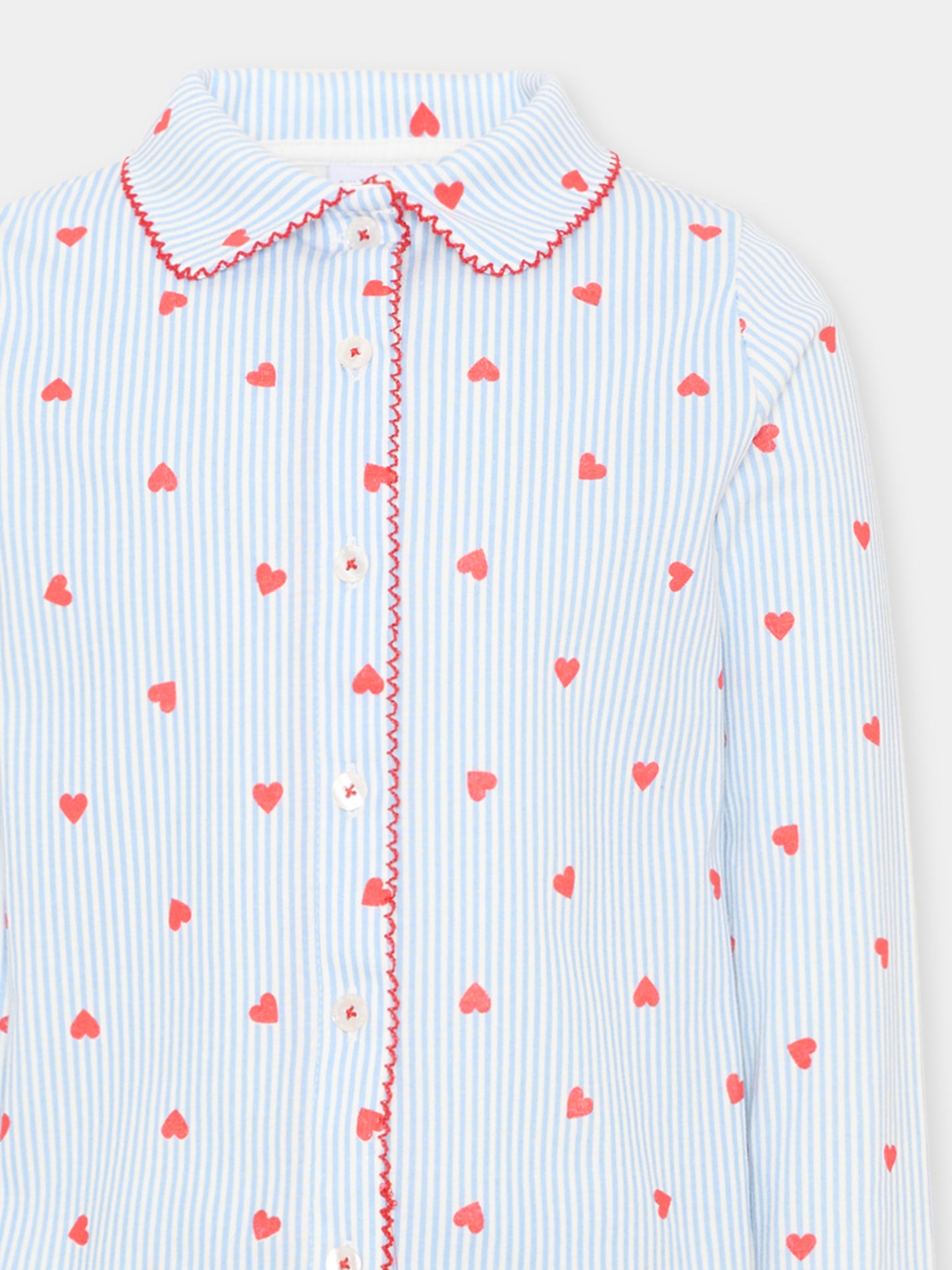 Pigiama multicolor per bambina con cuori,Petit Bateau,A0GAL 01