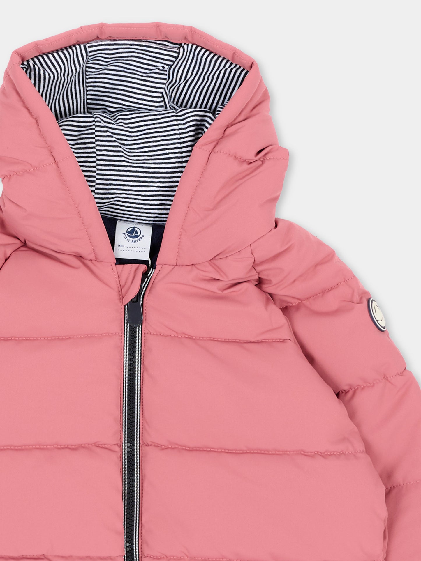 Piumini rosa per neonata con patch logo,Petit Bateau,A0GS1 01