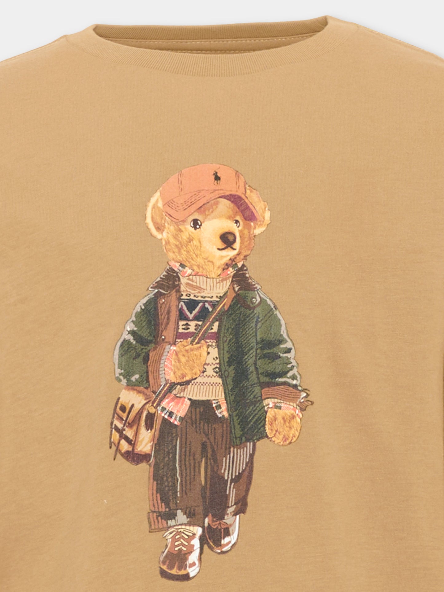 T-shirt a manica lunga beige Polo Bear per bambini,Ralph Lauren Kids,B27277001