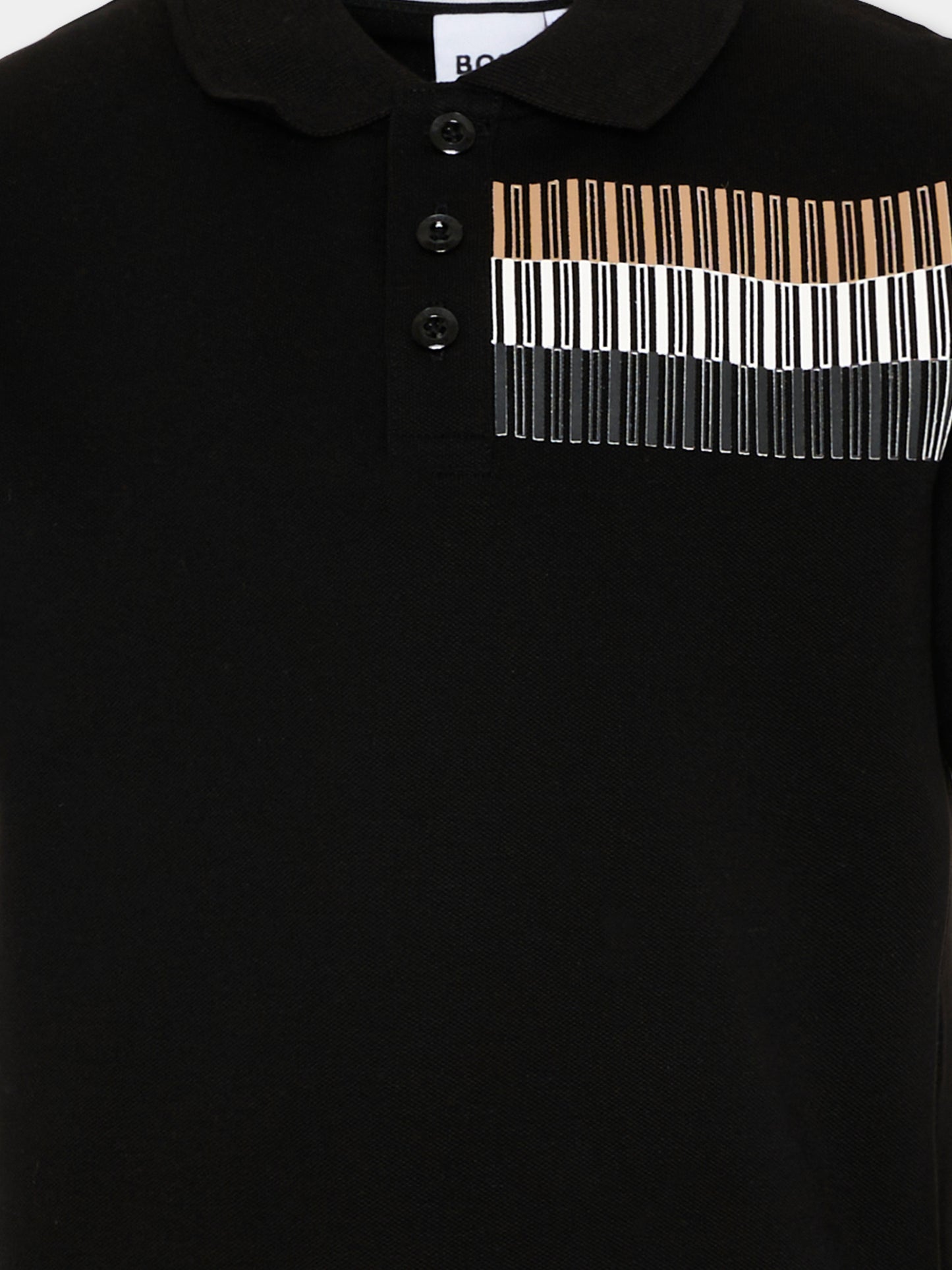 Polo nera per bambino con inserto grafico,Boss,J52013 09B