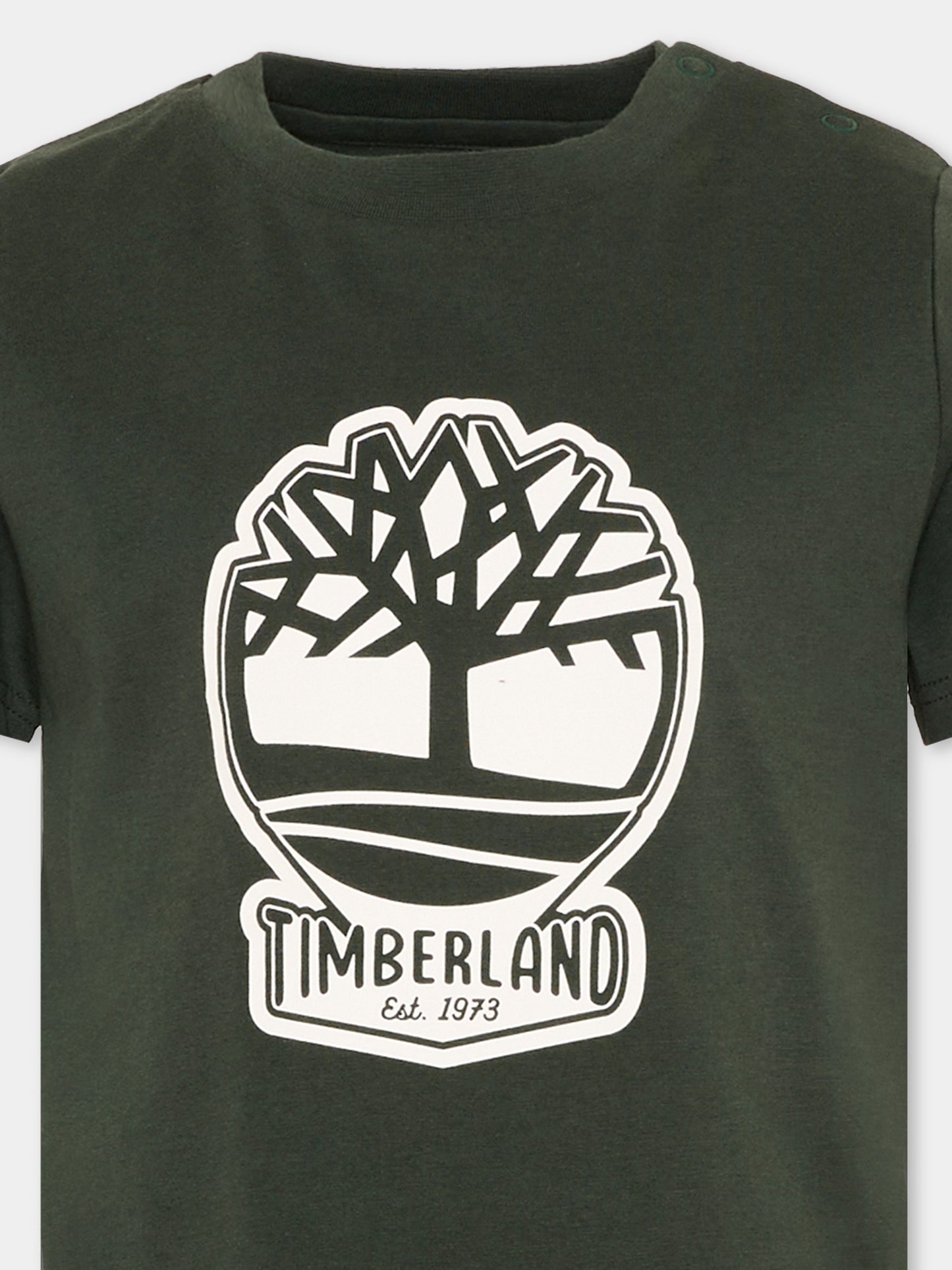 T-shirt verde per bambino con logo,Timberland,T60506 72A