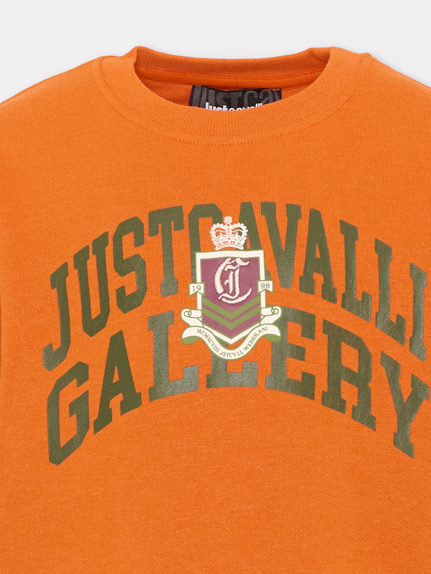 Felpa arancione per bambino con logo,Just Cavalli Kids,JBA26040FE ORANGE ORANGE
