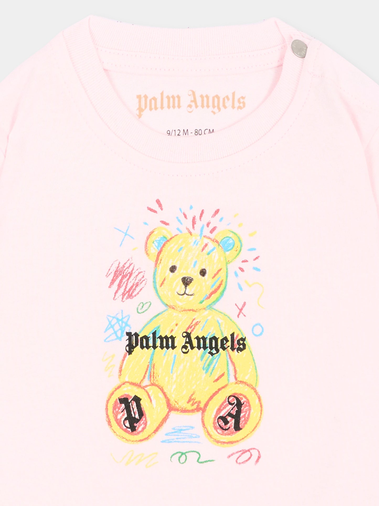 T-shirt rosa per neonata con teddy bear,Palm Angels,F6PANGTH195 042