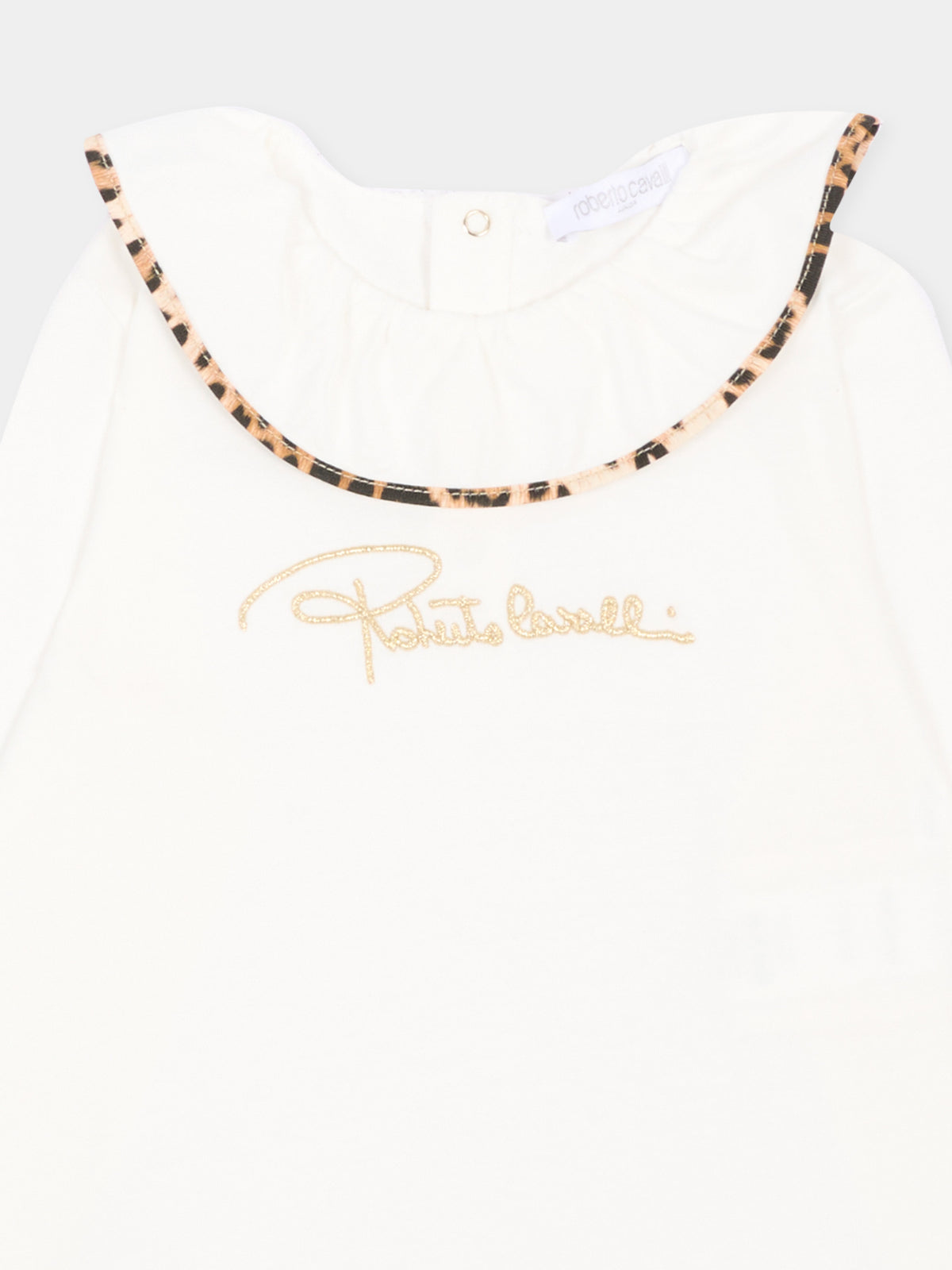 T-Shirt avorio per neonata con logo,Roberto Cavalli Kids,CIA26066TS AVOR.CC/GN