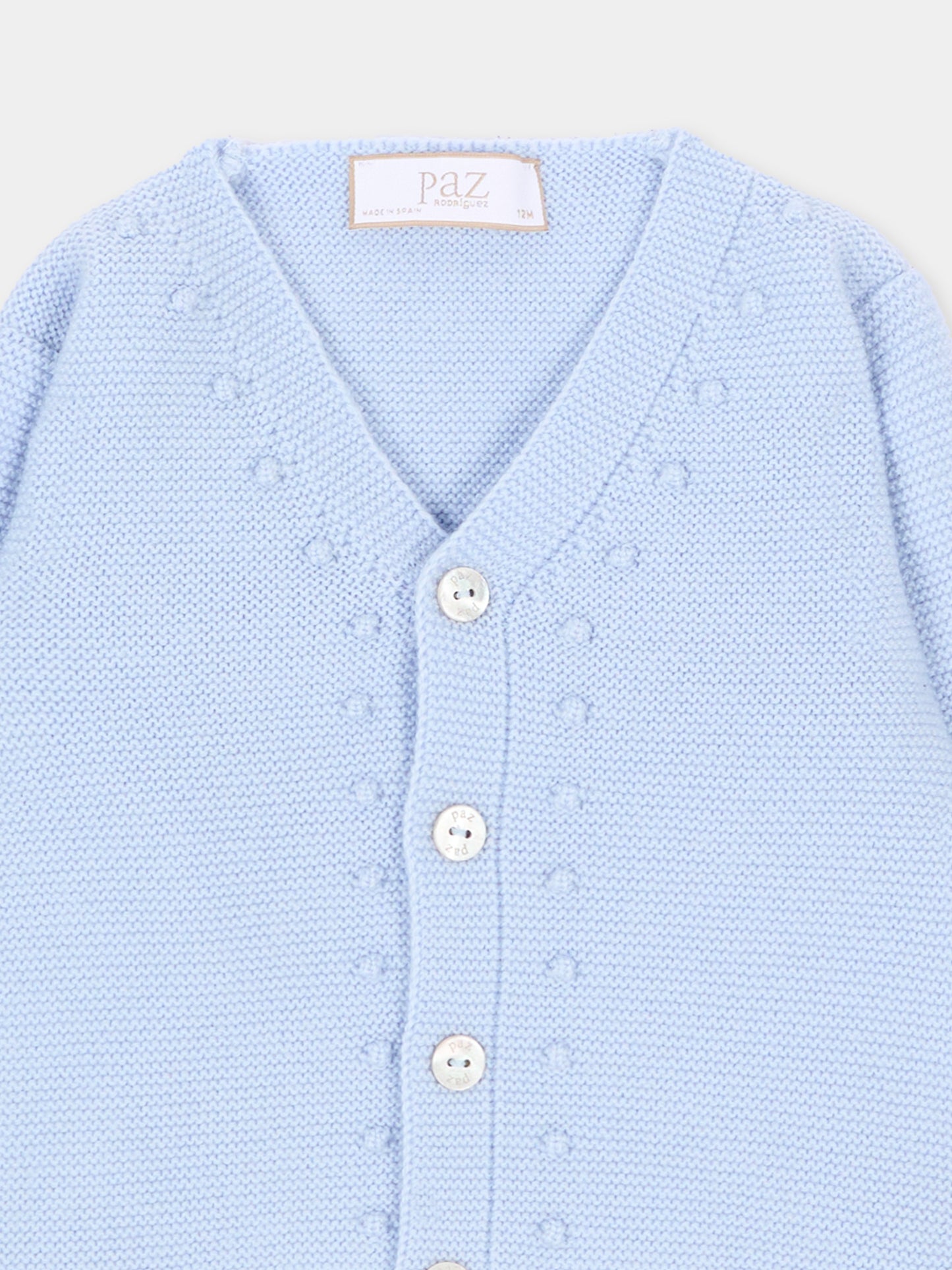 Cardigan celeste per neonato in maglia,Paz Rodríguez,001 111852 20 H56