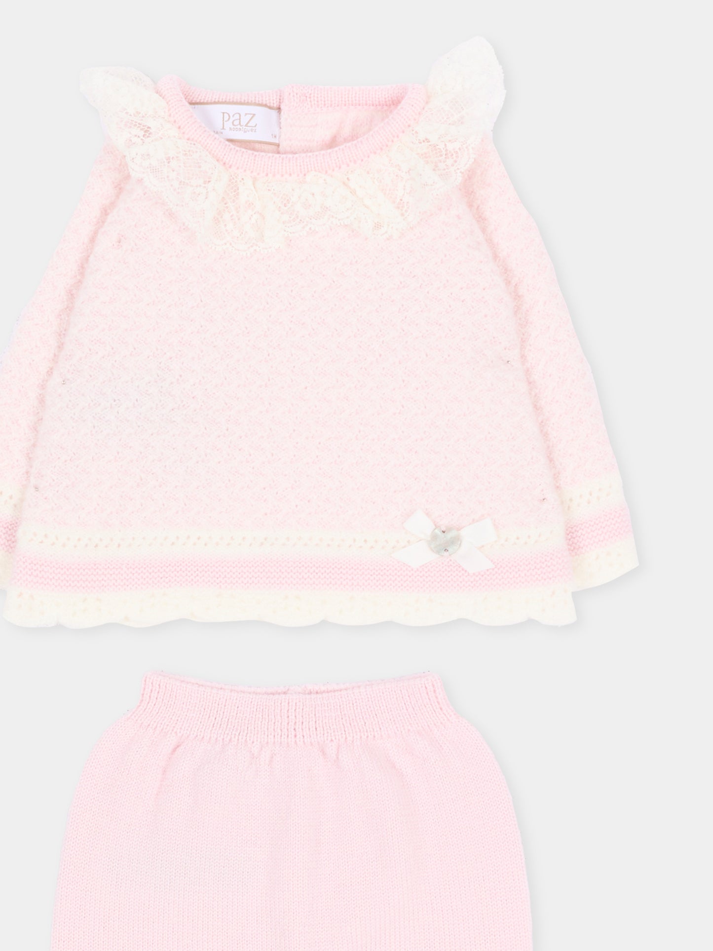 Completo nascita rosa per neonata in maglia,Paz Rodríguez,103 114210 3060 H56