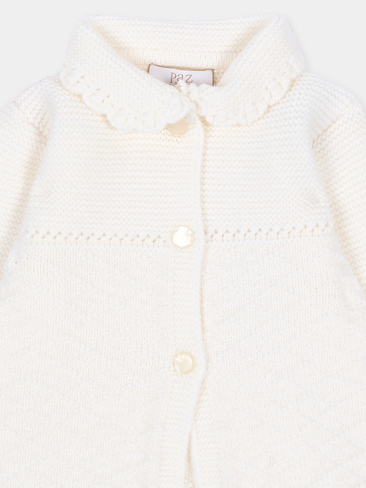 Cappotto avorio per neonata in maglia,Paz Rodríguez,009 114026 60 H56