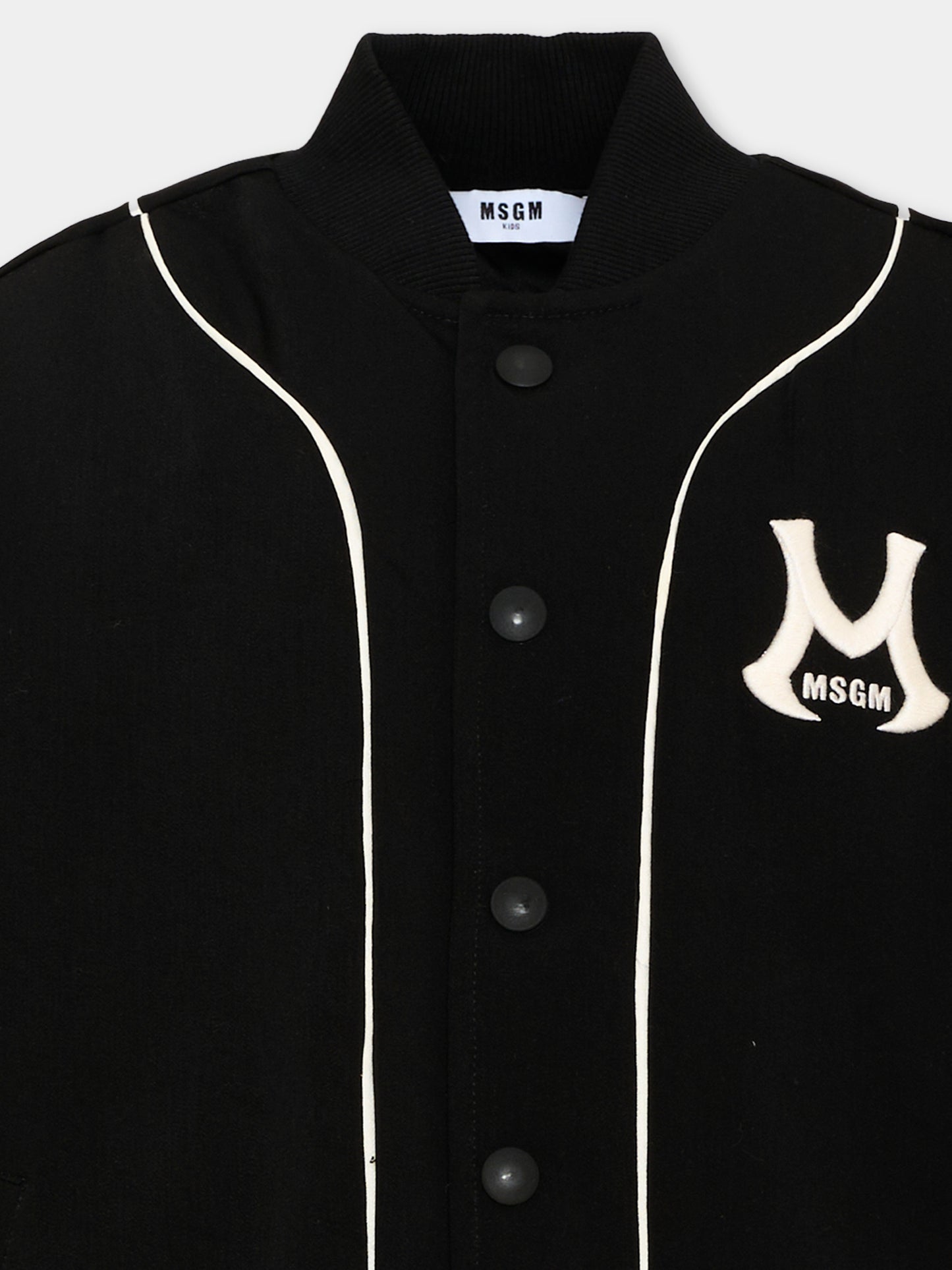Bomber nero per bambino con logo,Msgm Kids,F6MSJBBO278 110