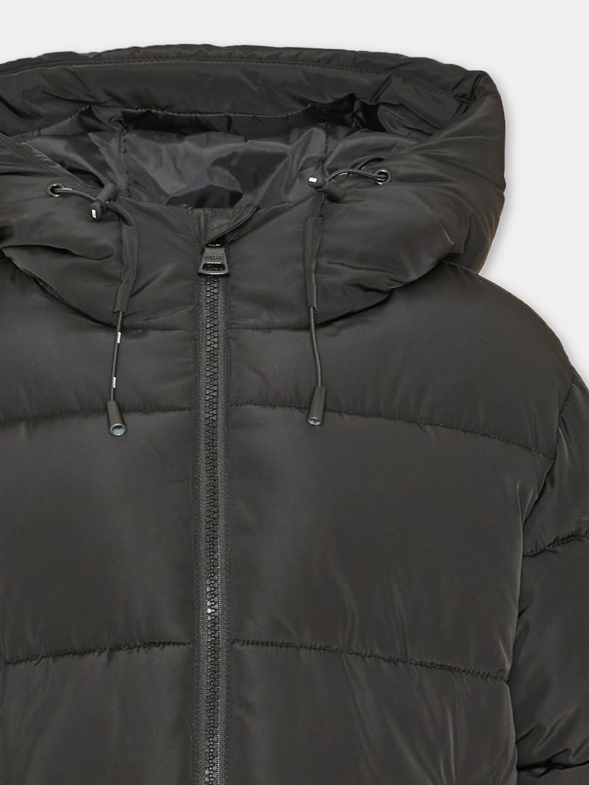 Piumino nero per bambini con cappuccio,Msgm Kids,F6MSJUPF003 110