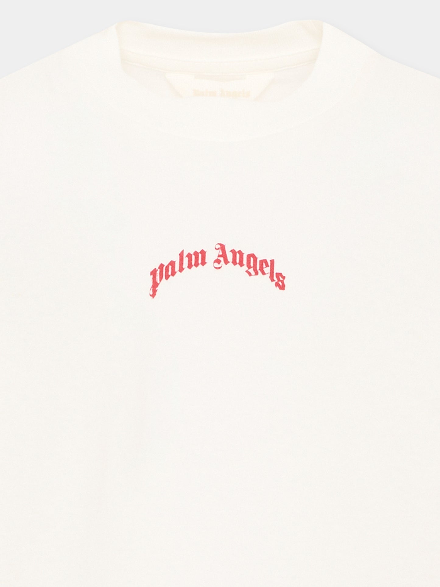 T-shirt avorio per bambini con logo,Palm Angels,F6PAJBTH141 412