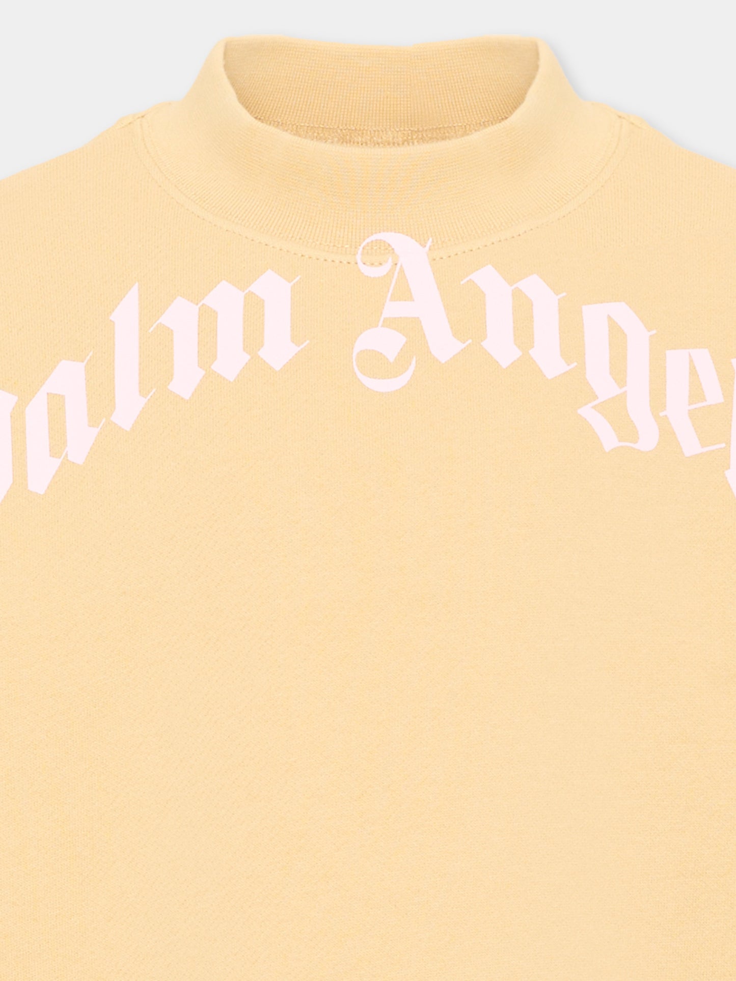 Felpa beige per bambina con logo,Palm Angels,F6PAJGSW033 1530