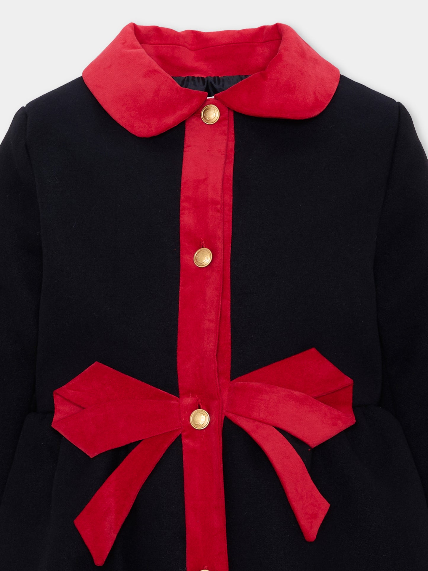 Cappotto blu per bambina con fiocco,Patachou,PAP 47 CA4333473 360