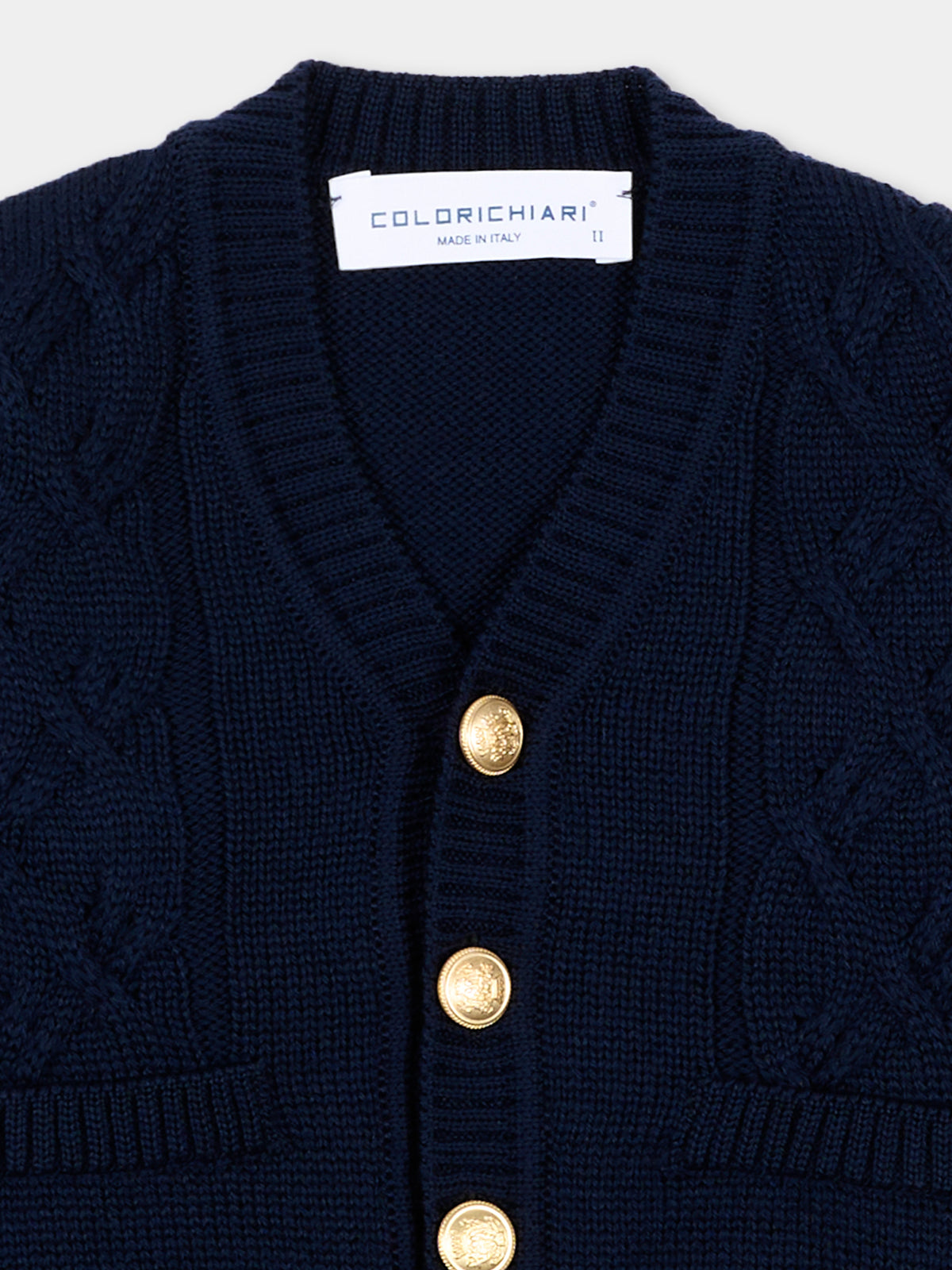 Cardigan blu per neonato con trecce,Colorichiari,MF848757 2088 60
