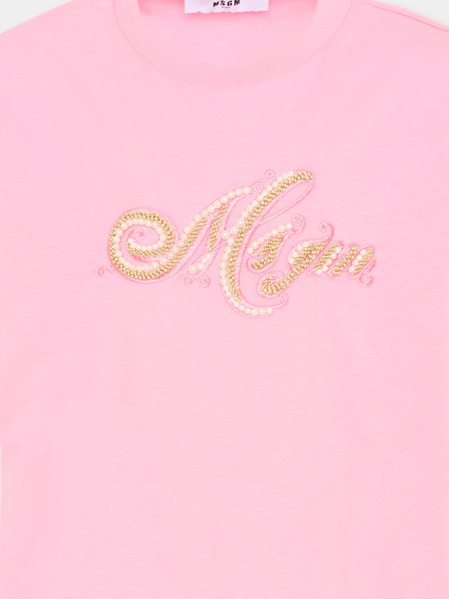 T-Shirt rosa per bambina con logo,Msgm Kids,F5MSJGTH153 MS038