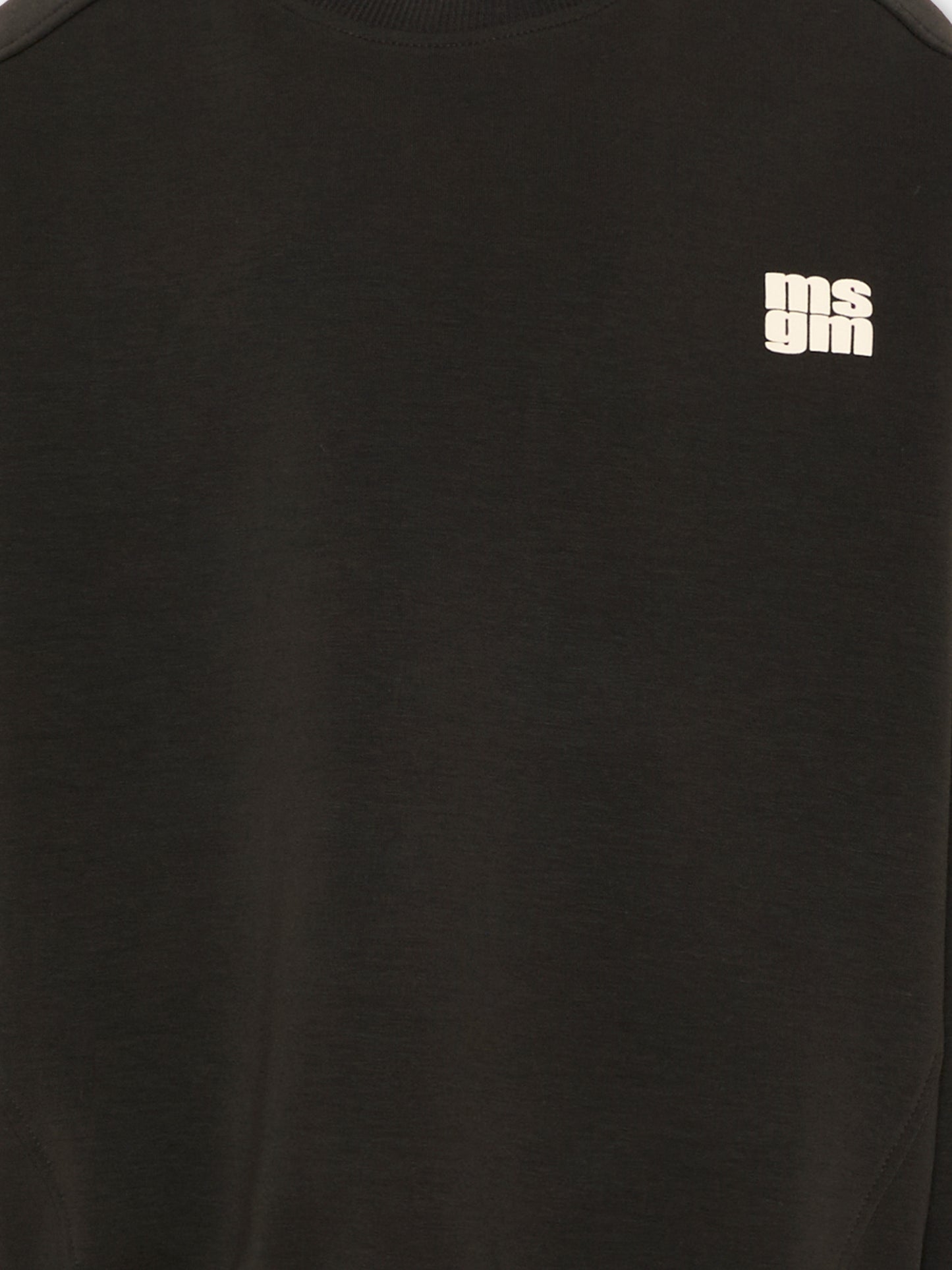 Felpa nera per bambini con logo,Msgm Kids,F5MSJUSW057 MS040