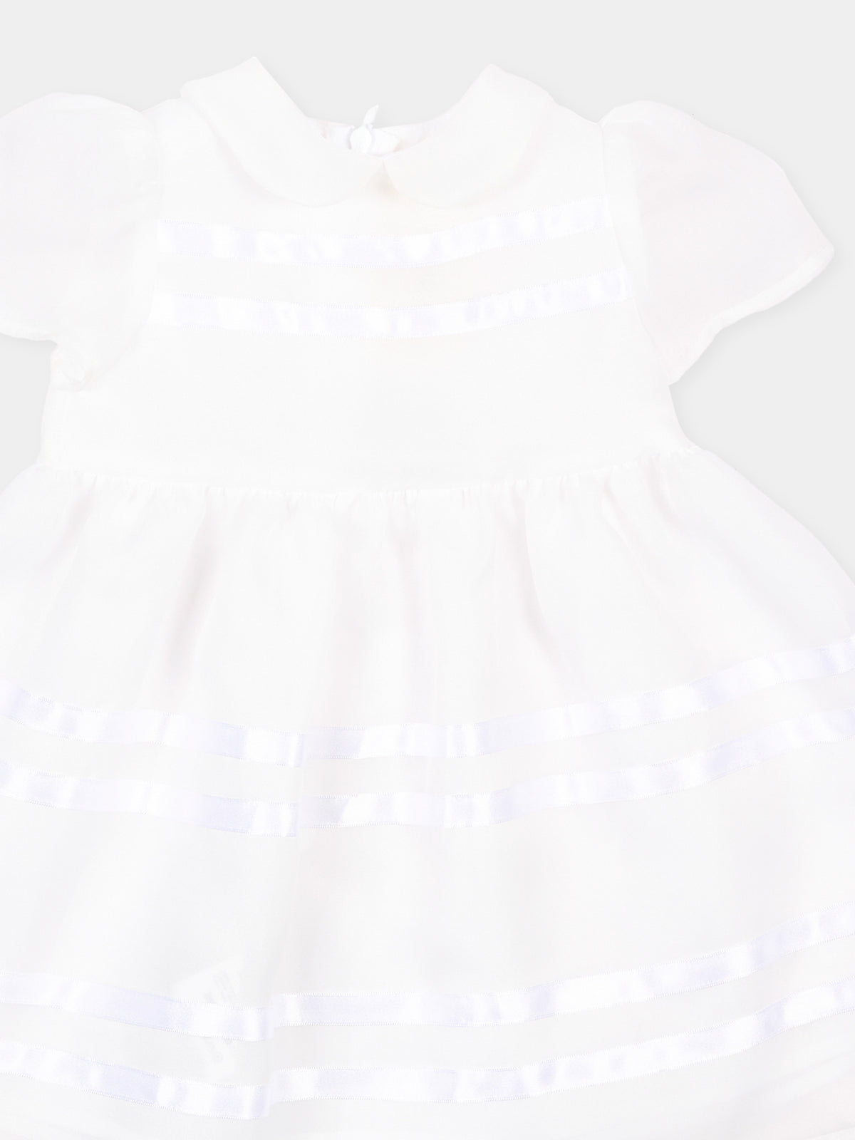 Abito bianco per neonata con nastri,Simonetta,SZ1011 O0075 100