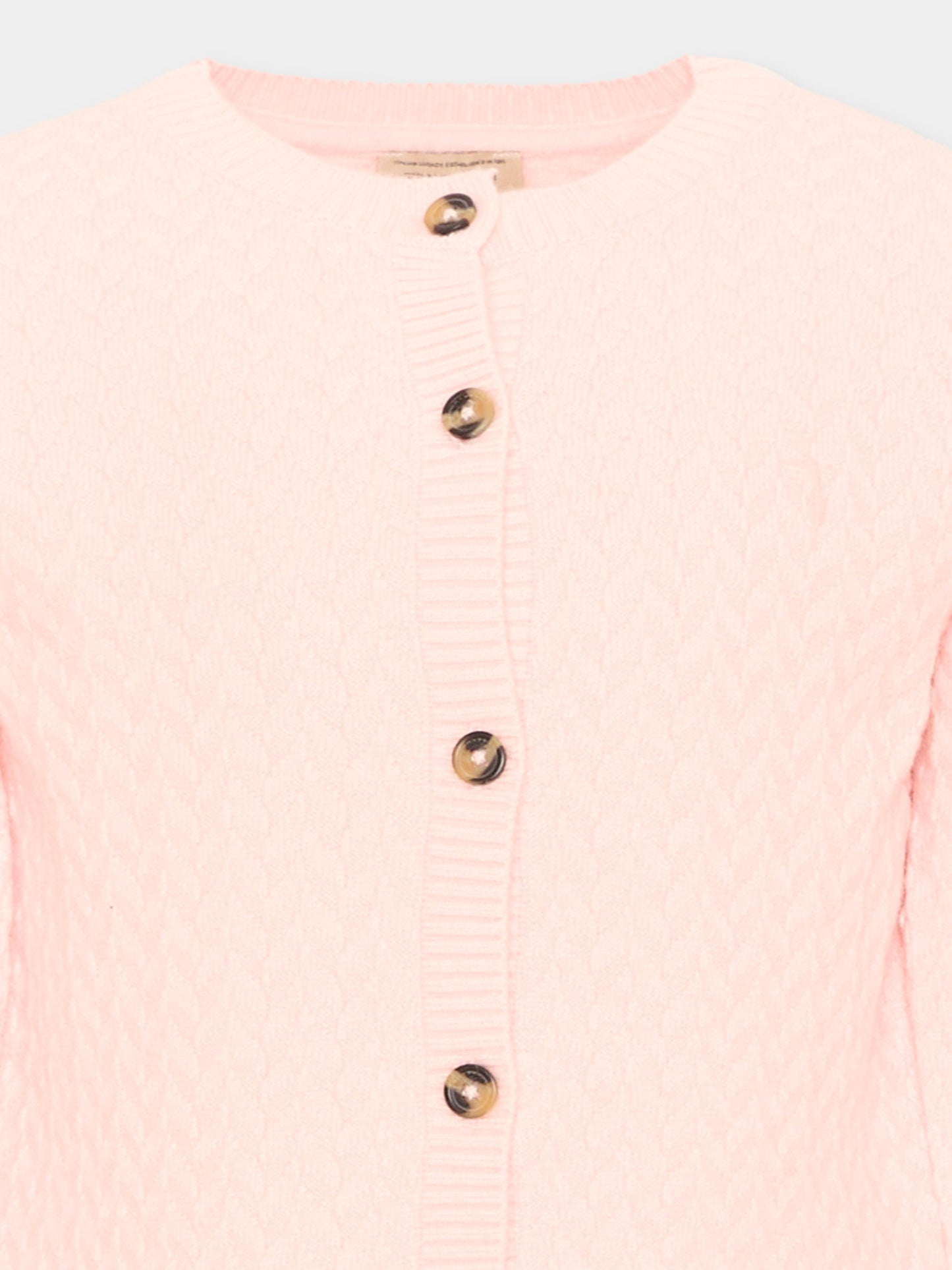 Cardigan rosa per bambina con logo,Trussardi Junior,TIA26022CD PINK_M.C. PINK MANGANO CALCITE