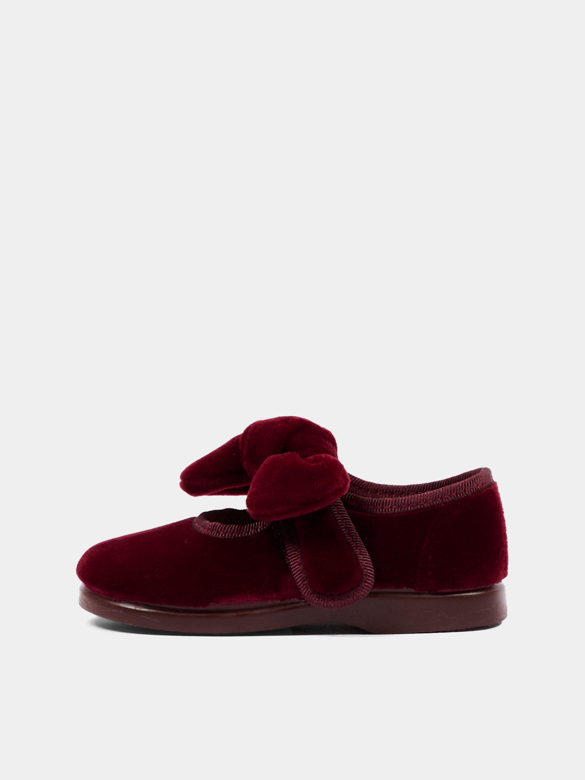 Ballerine bordeaux per neonata in velluto con fiocco,Pisamonas,1482 BURDEOS
