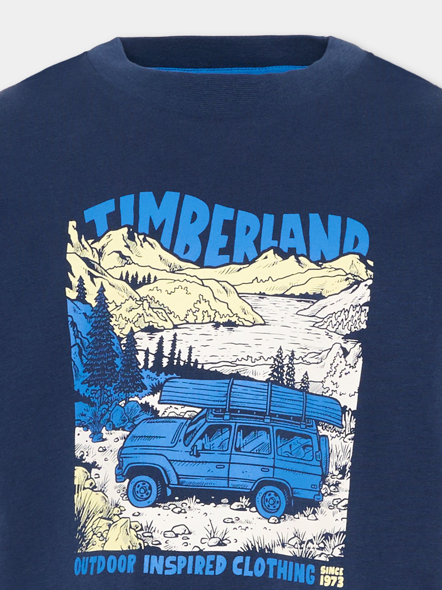 T-shirt blu per bambino con stampa,Timberland,T60795 805