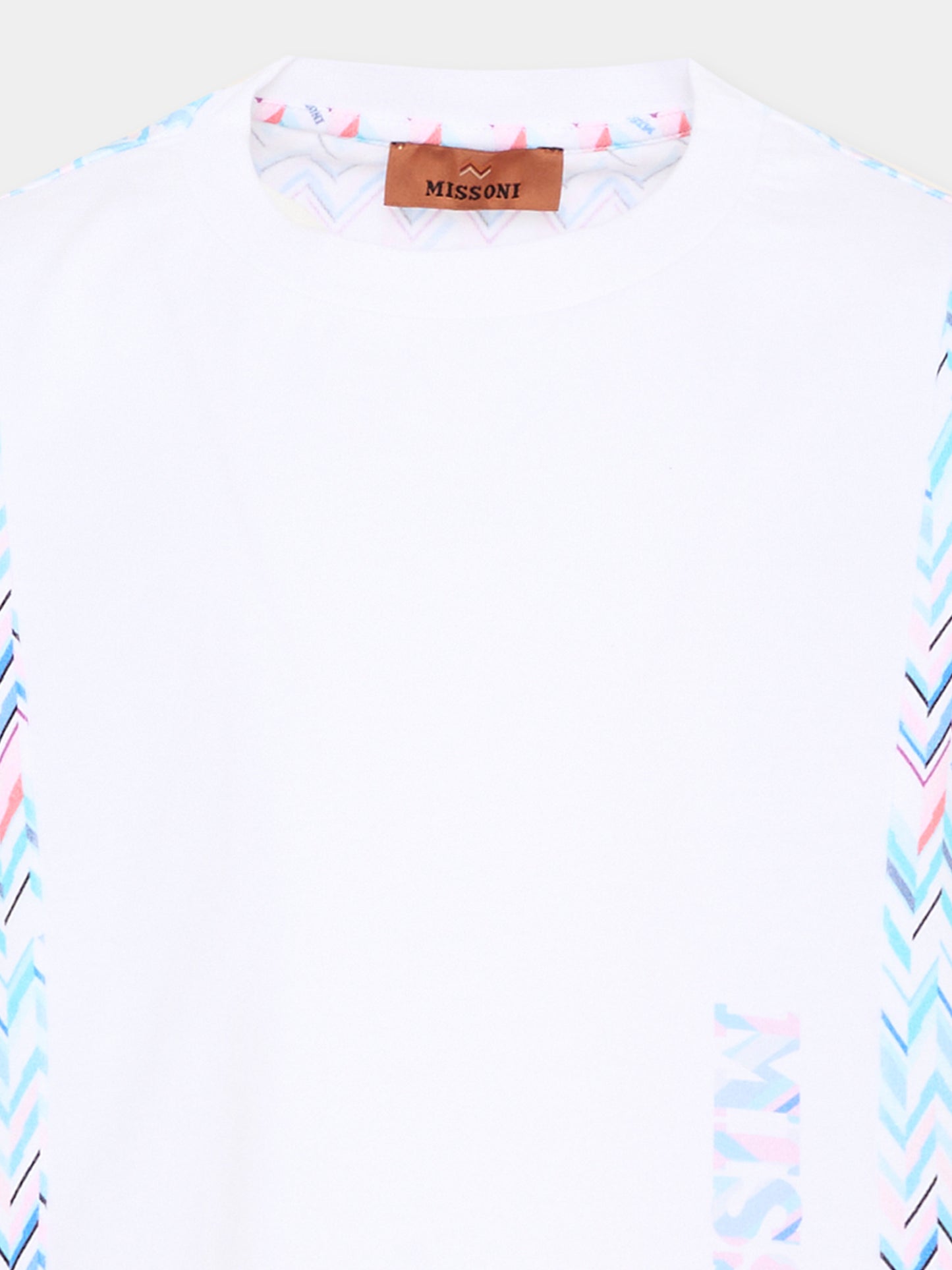 T-shirt bianca per bambina chevron,Missoni,MY8A11 Z3672 100MC