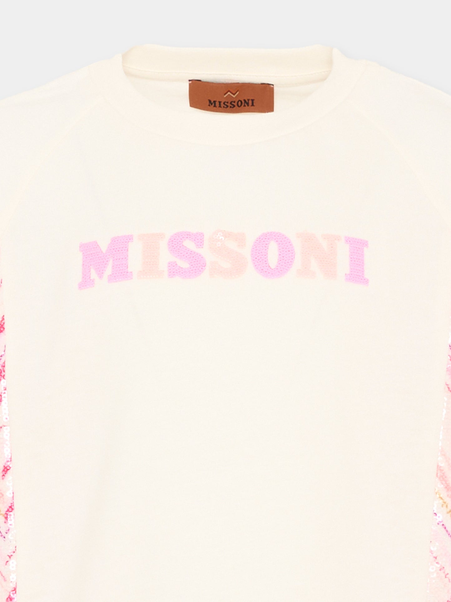 T-shirt avorio chevron per bambina,Missoni,MY8A51 Z3672 102