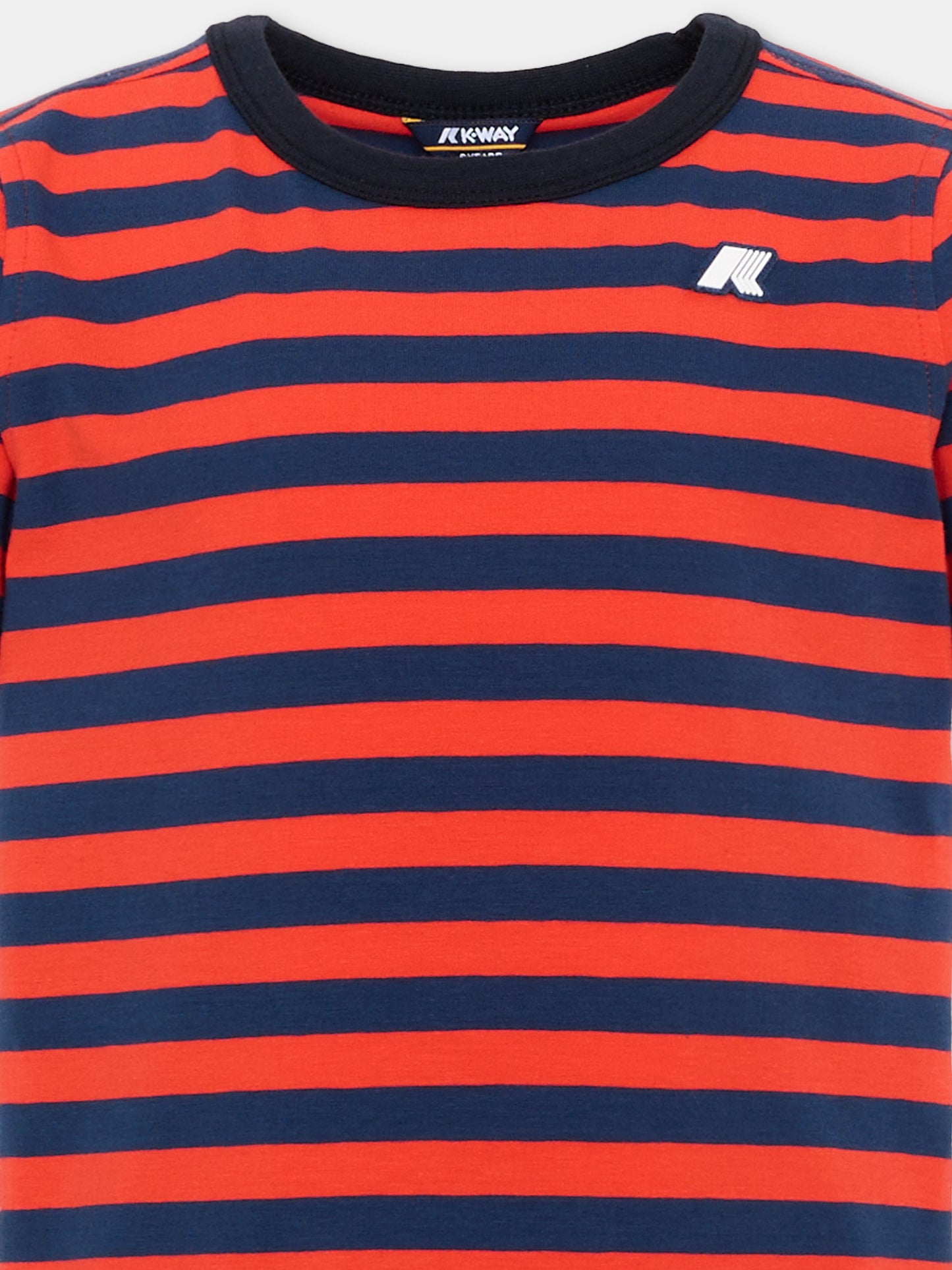 T-shirt rossa a righe per bambino,K-way,K4132BW C0N
