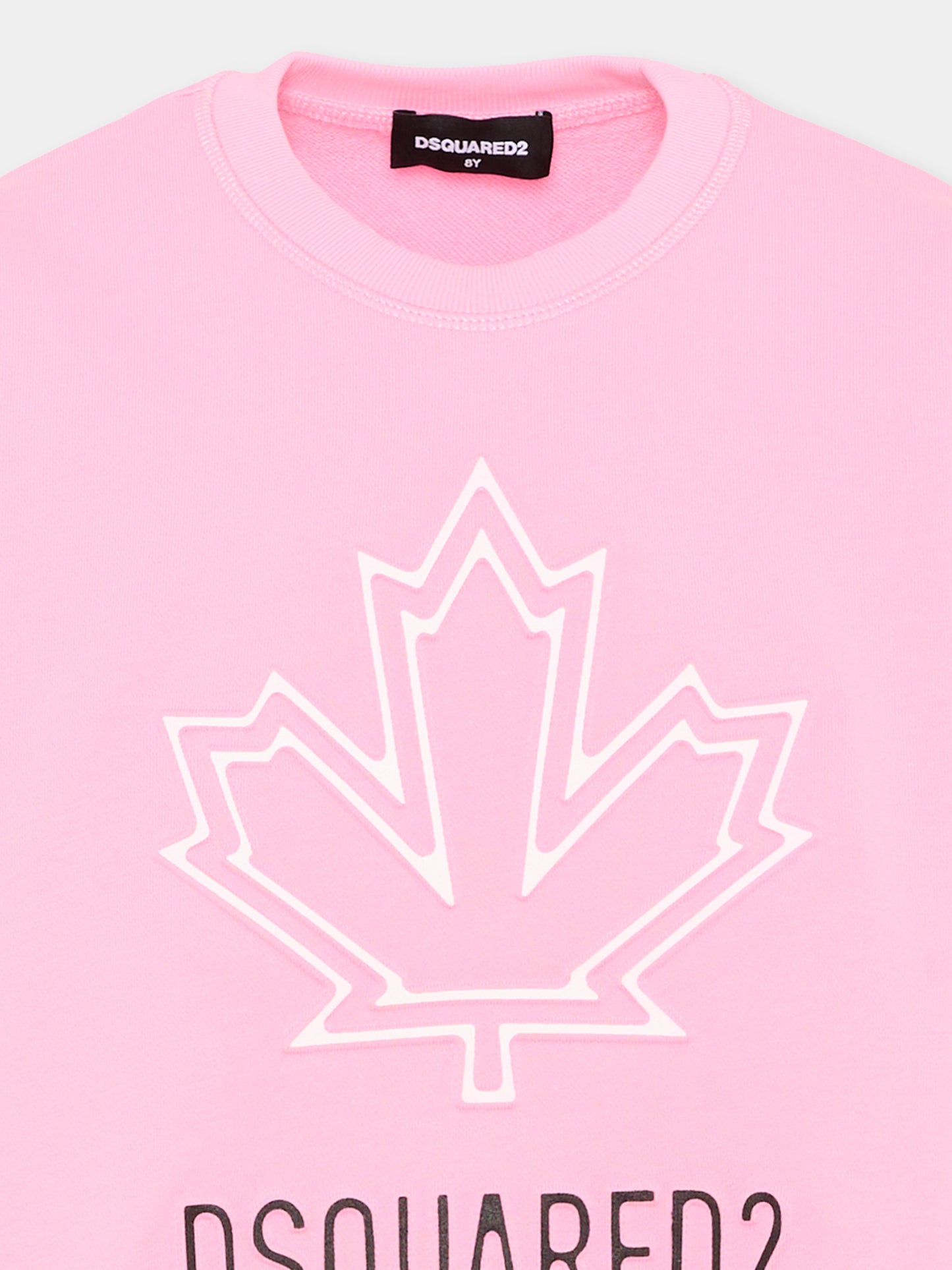 Felpa rosa per bambina con logo,Dsquared2,DQ2786 D0A9U DQ321