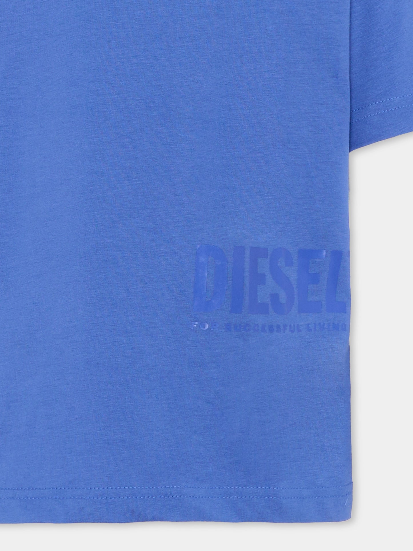 T-Shirt blu per bambino con logo,Diesel,J02283 0CATM K812