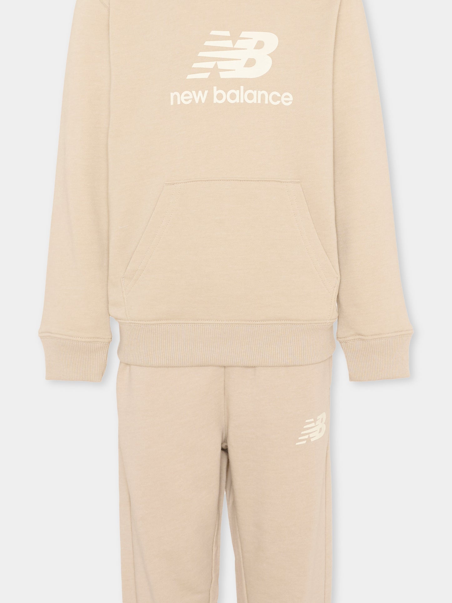 Completo sportivo beige per bambini con logo,New Balance,LAKB0322 TWF