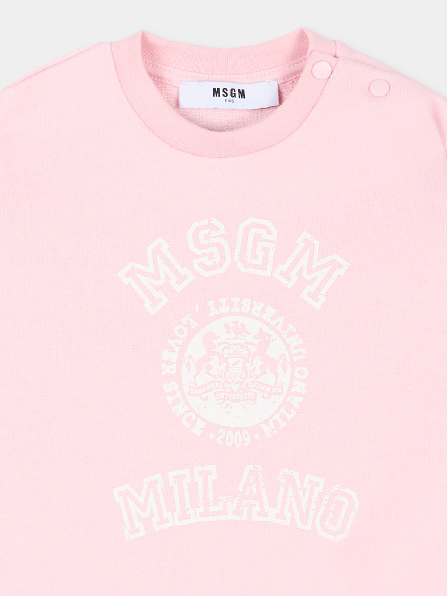 Felpa rosa per neonata con logo,Msgm Kids,S6MSUNSW267 MS076