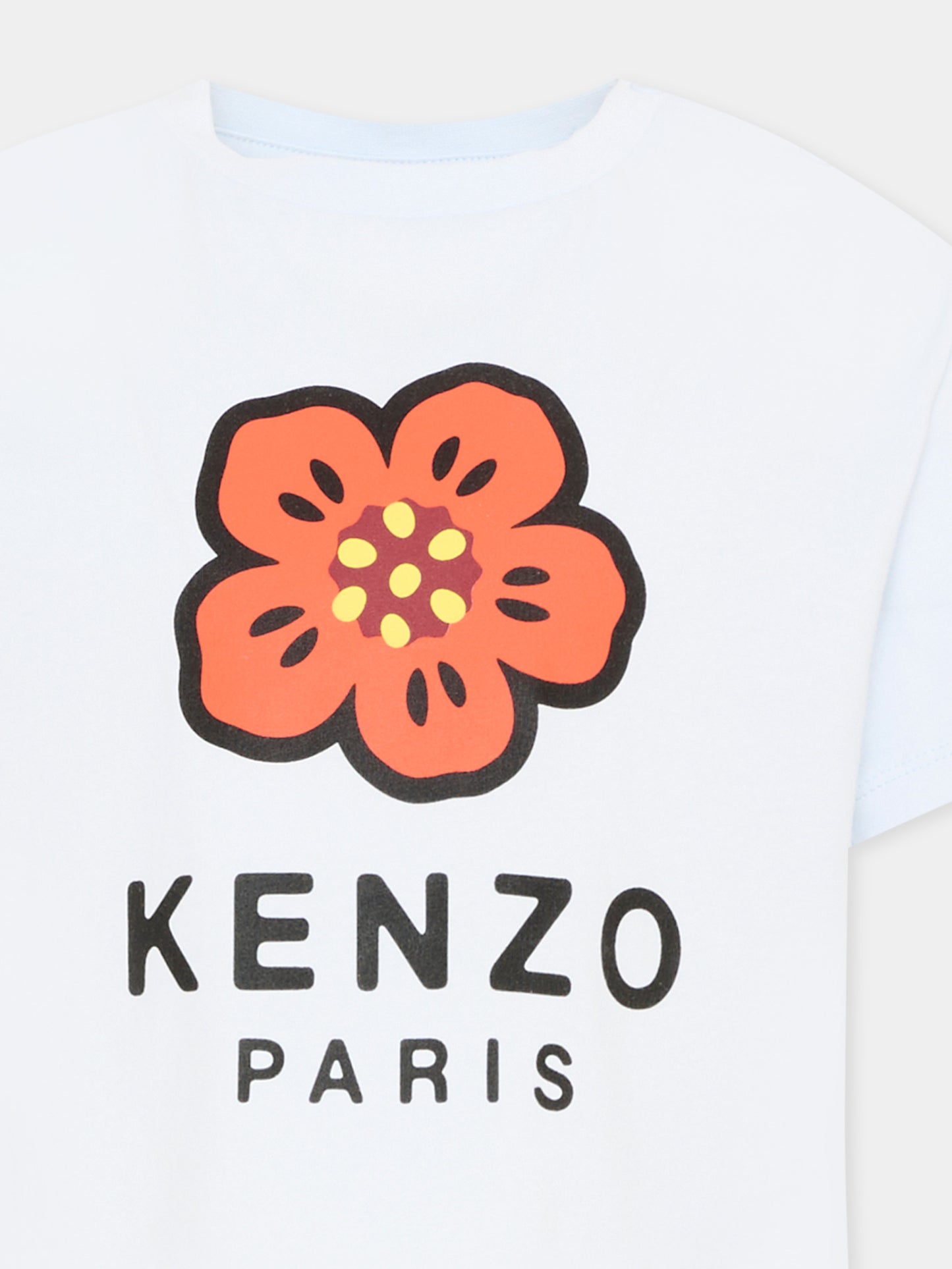 T-Shirt celeste per bambina con logo,Kenzo Kids,K61818 77M