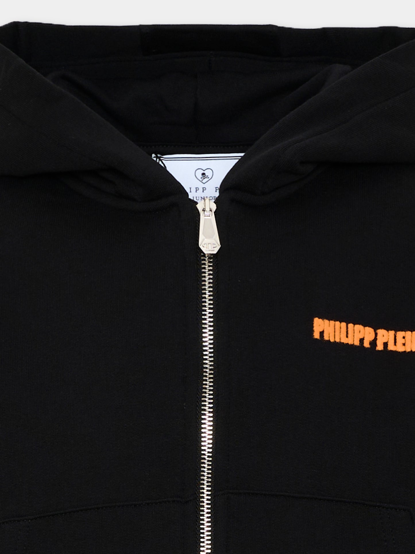 Felpa con cappuccio nera con logo,Philipp Plein Junior,S6PHJBZH014 110