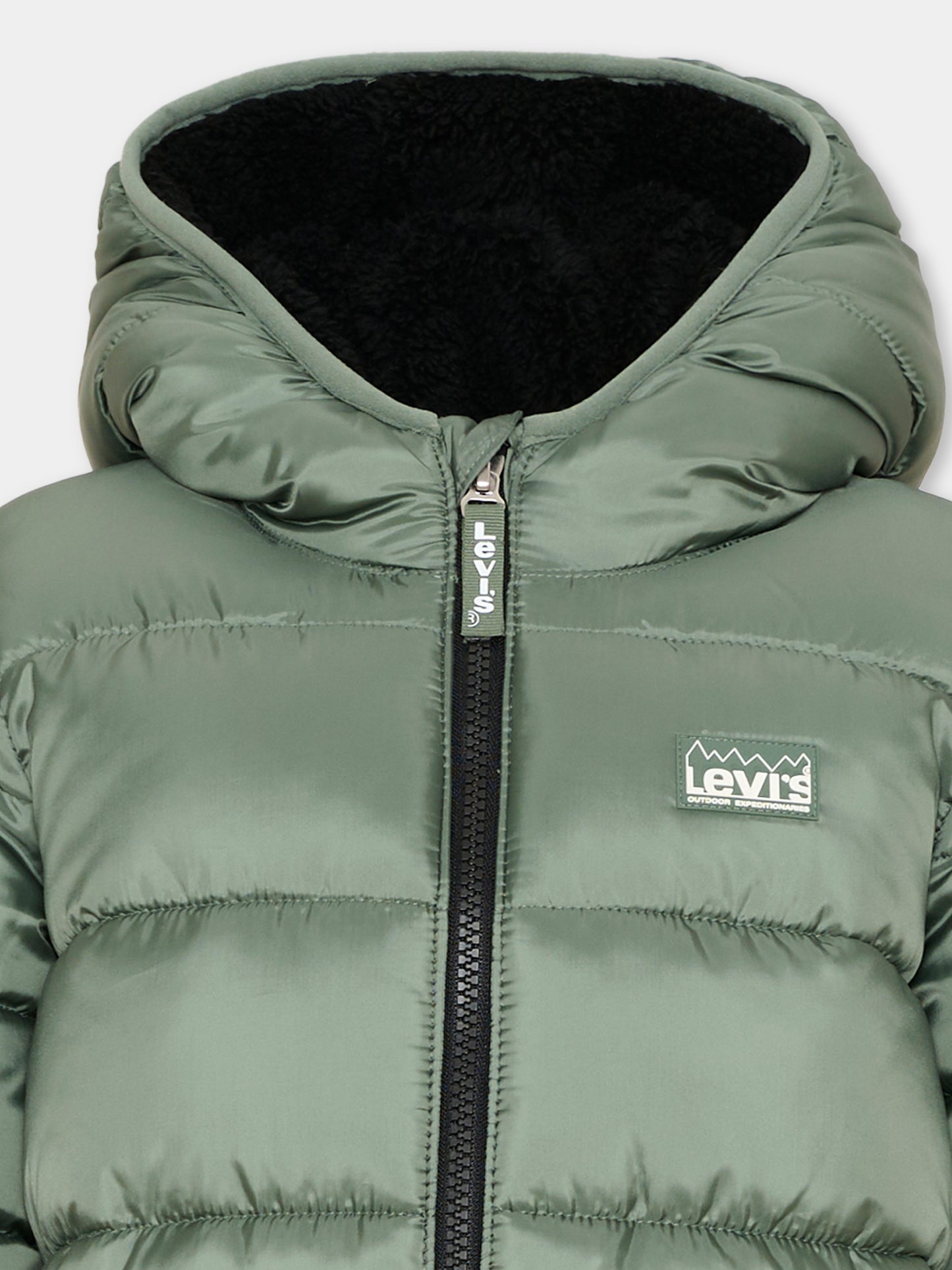 Piumini verde per bambino con cappuccio,Levi's Kids,8EN628 F7P