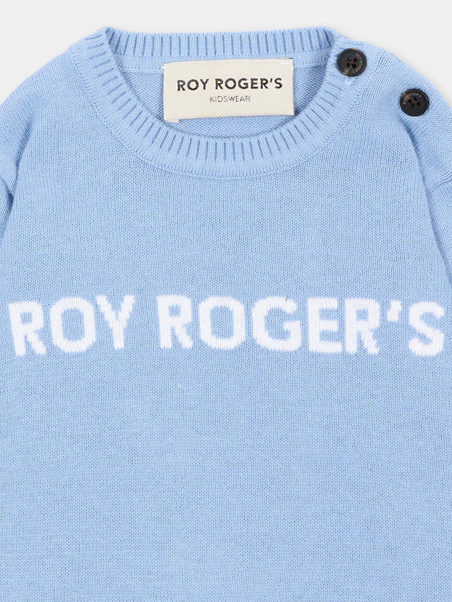 Maglione azzurro per neonato logo frontale,Roy Roger's Kids,RG187 0 3814