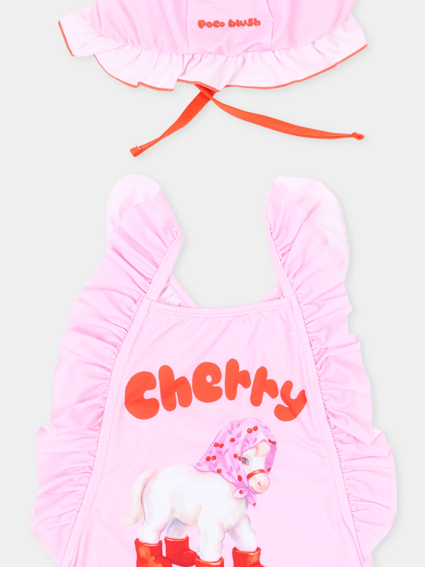 Costume intero rosa per bambina con pony,Poco Blush,SS264106