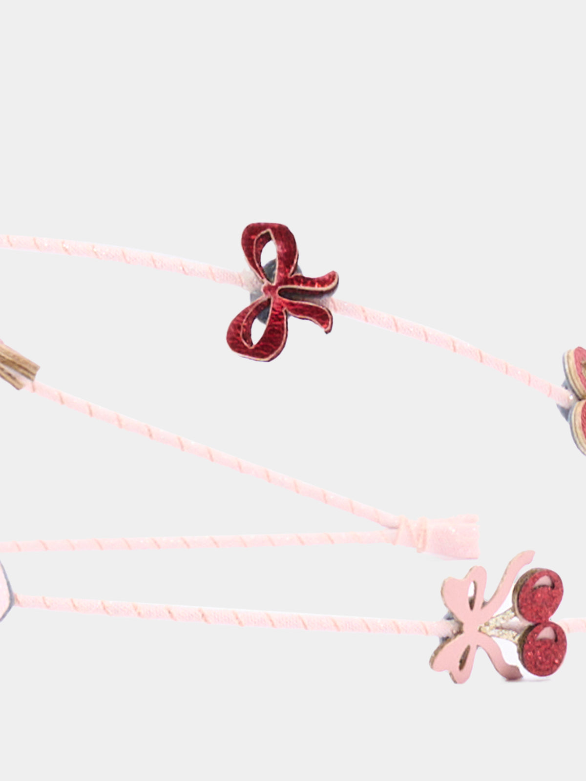 Cerchietto rosa per bambina con cuori e ciliegie