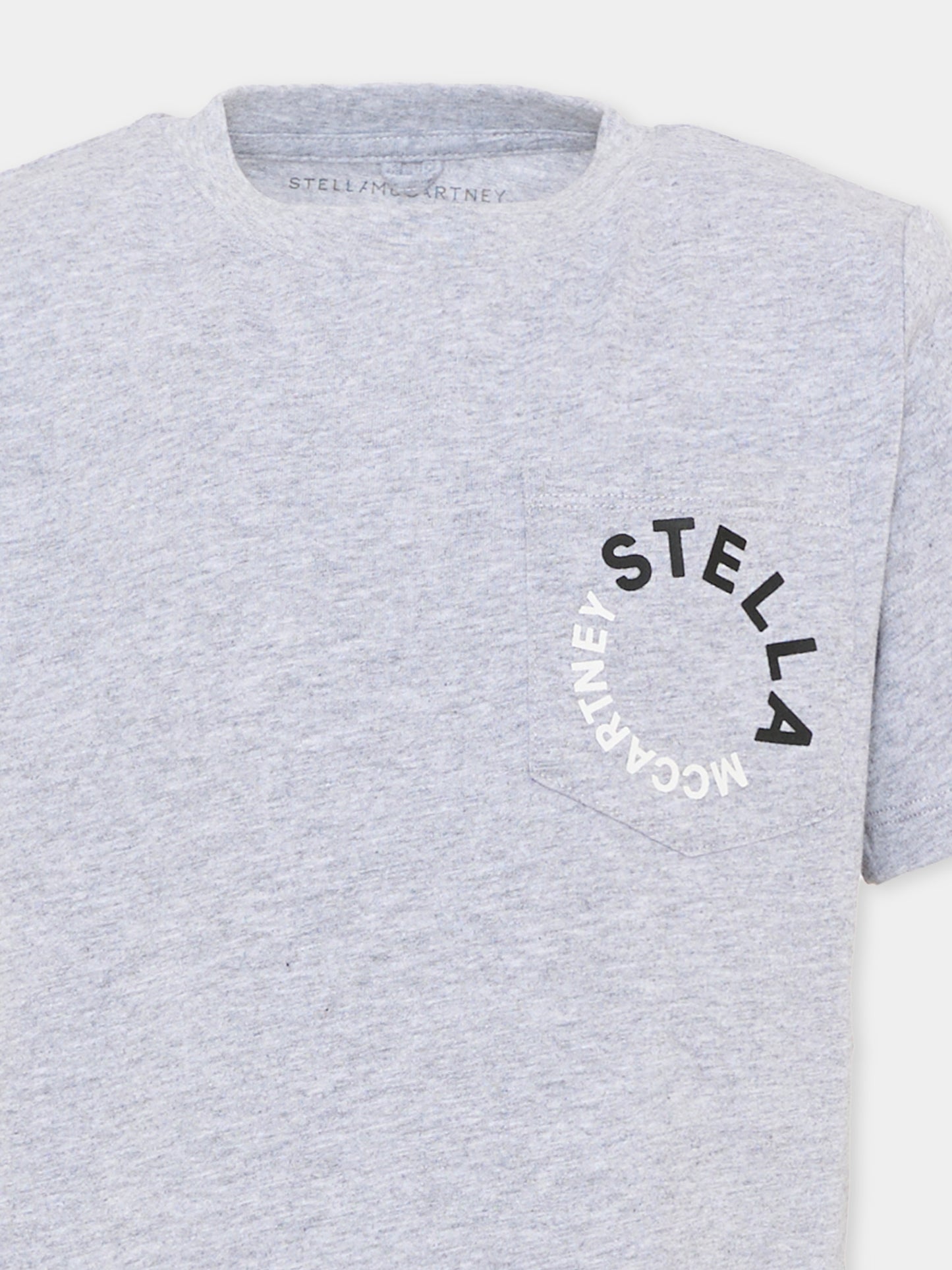 T-shirt a manica corta grigia per bambino con logo,Stella Mccartney Kids,TV8P51 Z0434 809