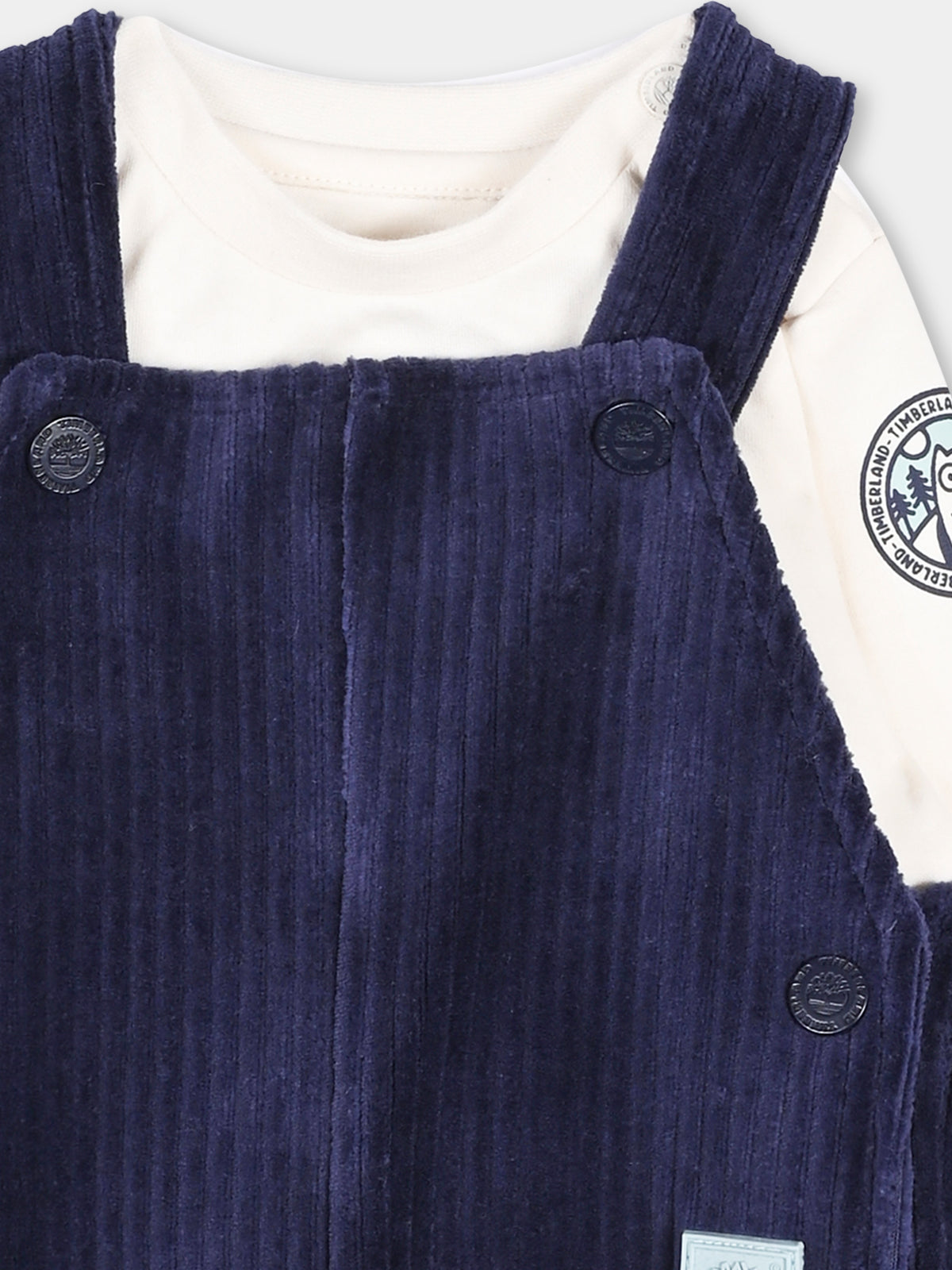 Salopette blu per neonato a coste,Timberland,T60622 85T