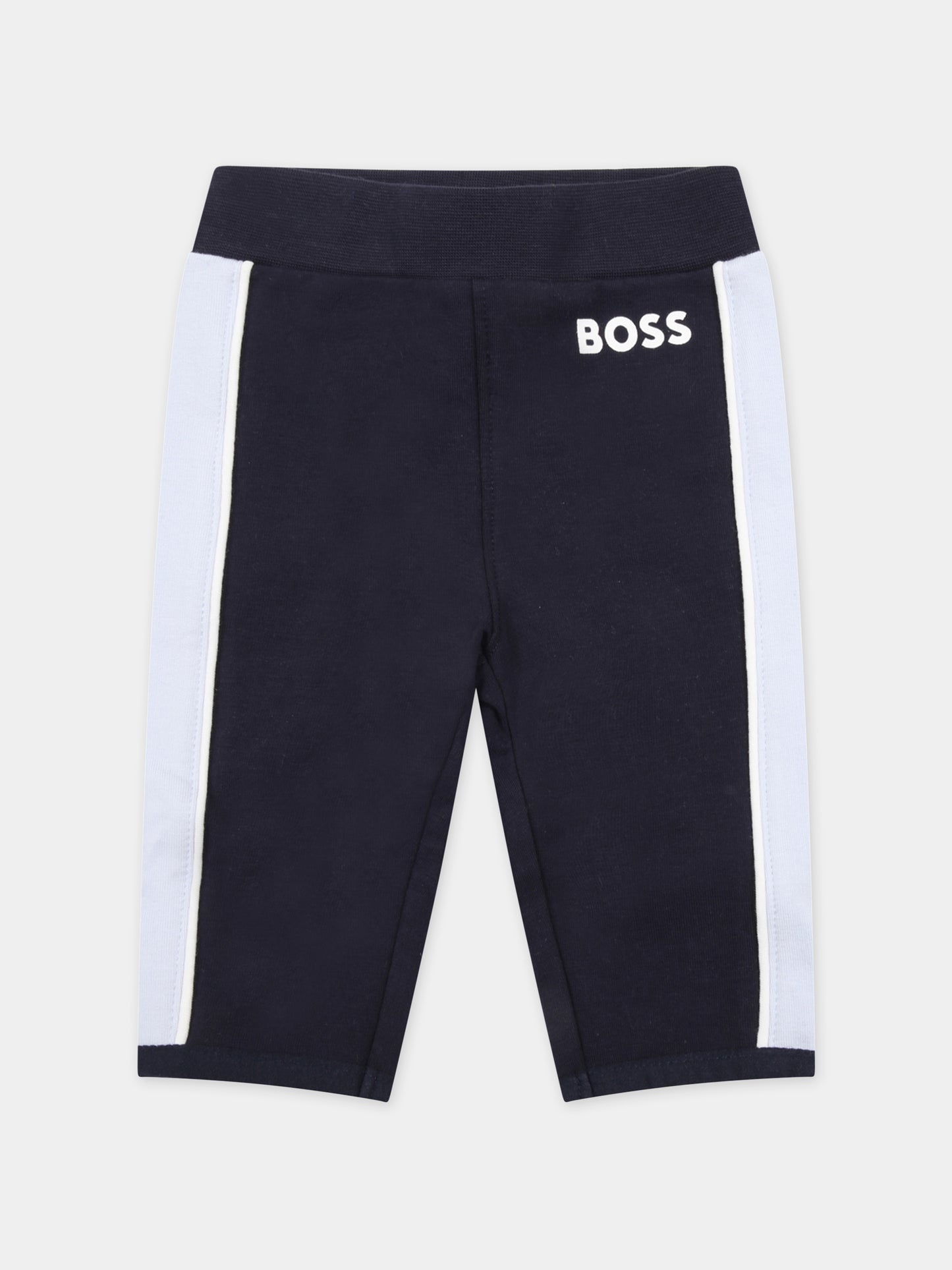 Tuta blu per neonato con logo,Hugo Boss,J98369 849