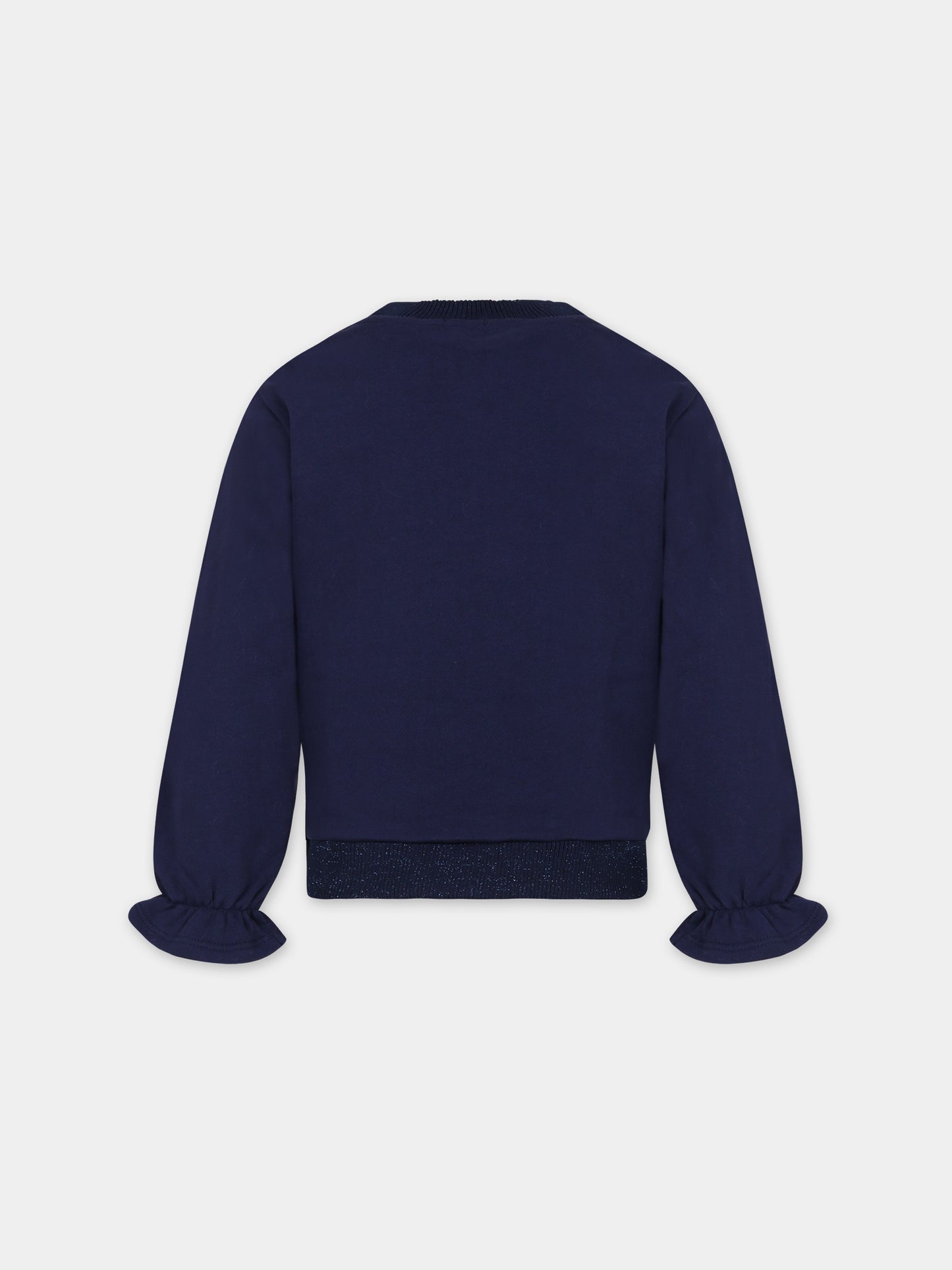 Felpa blu per bambina con scritta multicolor,Billieblush,U15B75 85T