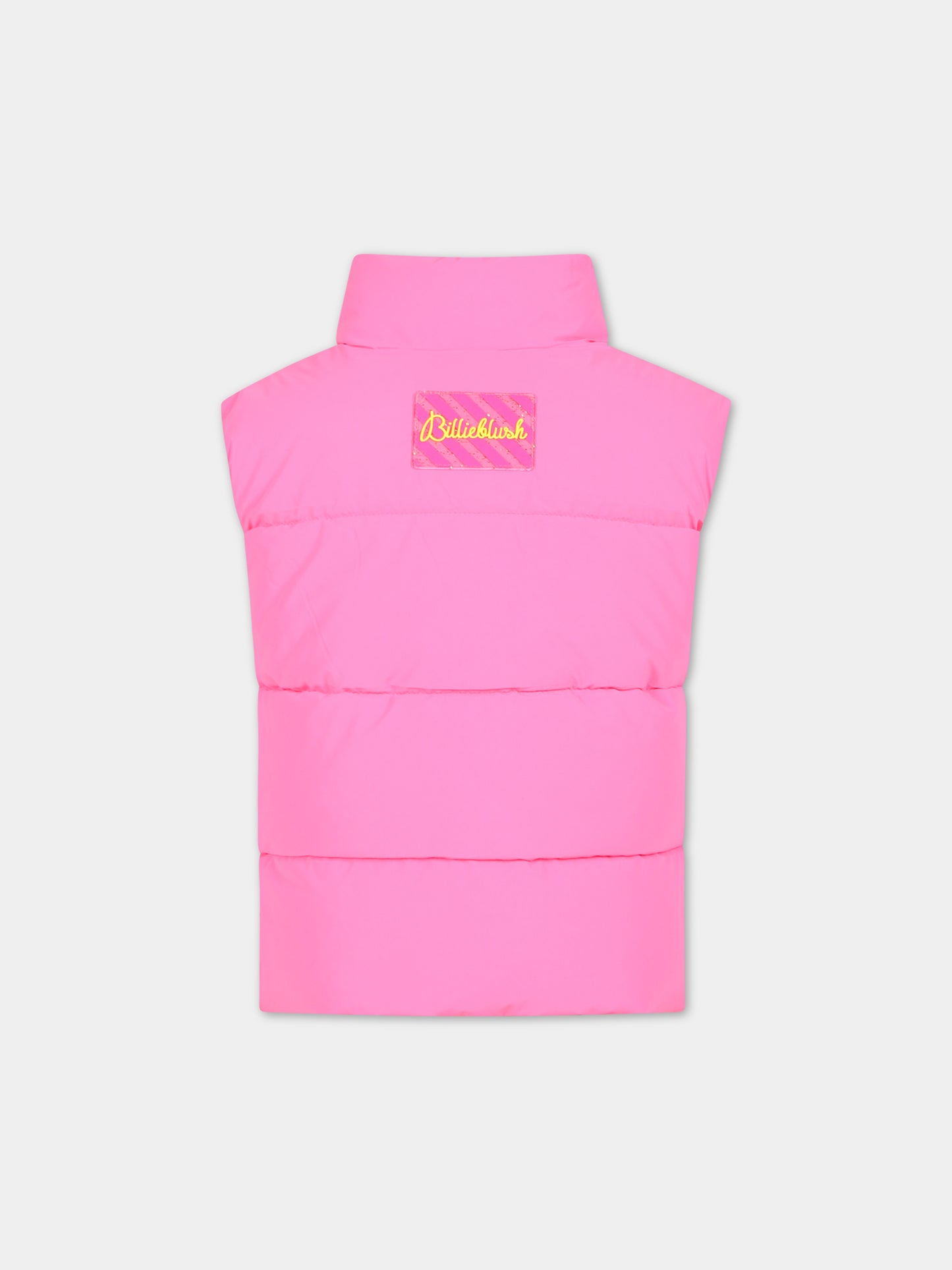 Gilet imbottito fucsia fluo per bambina,Billieblush,U16368 ROSA