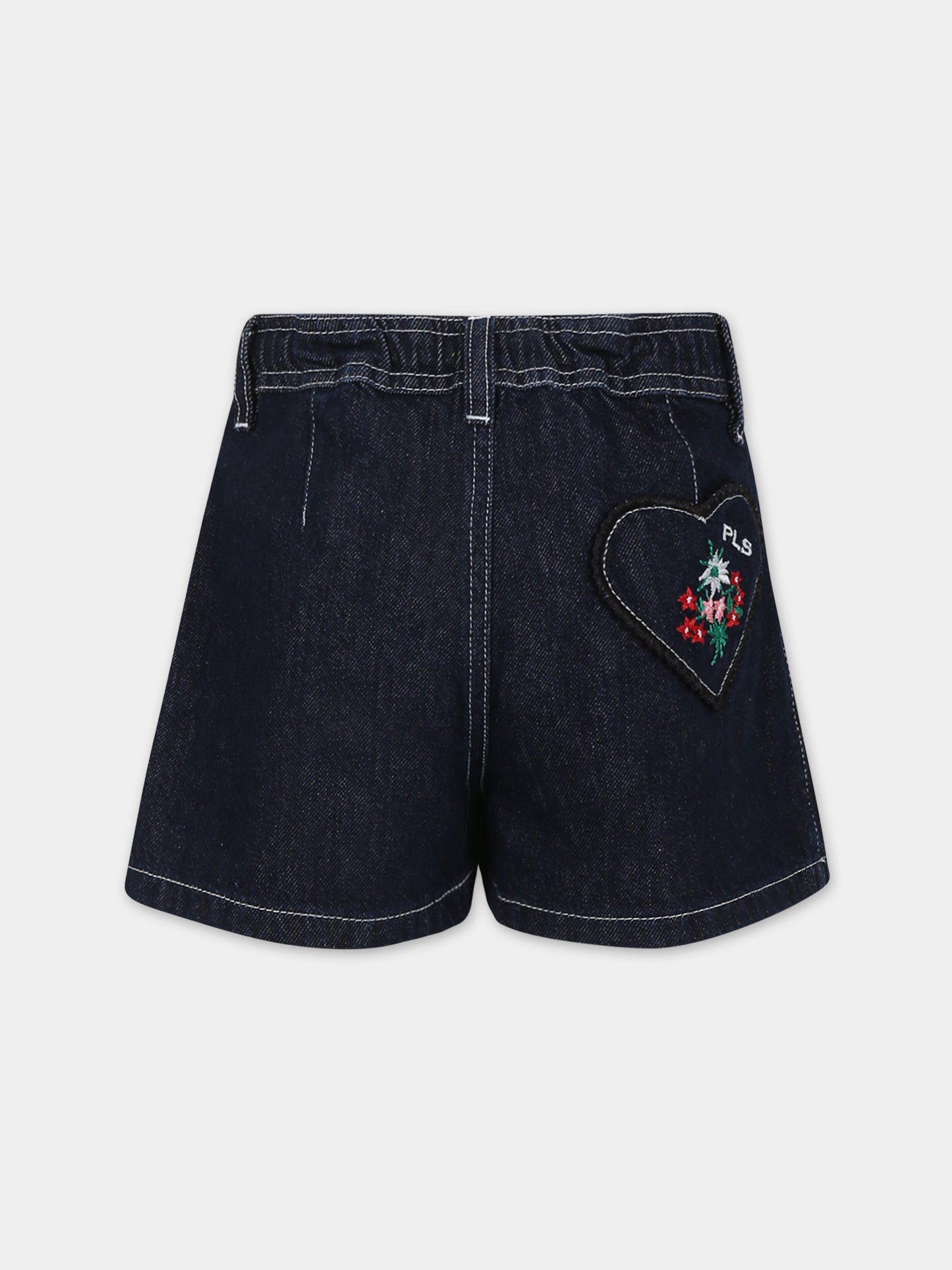 Shorts blu per bambina con fiori,Philosophy,PFBE004 0 DF011 4000