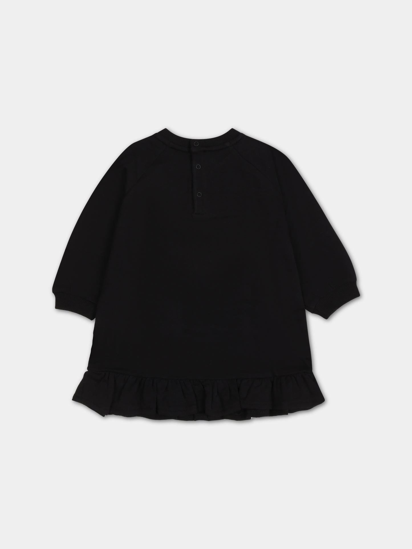 Vestito nero per neonata con Teddy Bear e logo,Moschino Kids,MDV0AP LDA14 60100