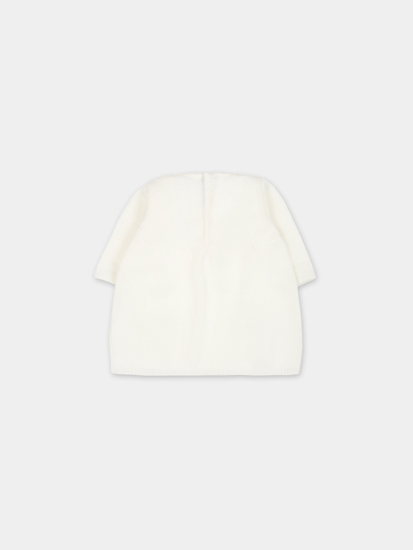 Vestito bianco per neonata con rouche,Little Bear,7004 LATTE/LATTE