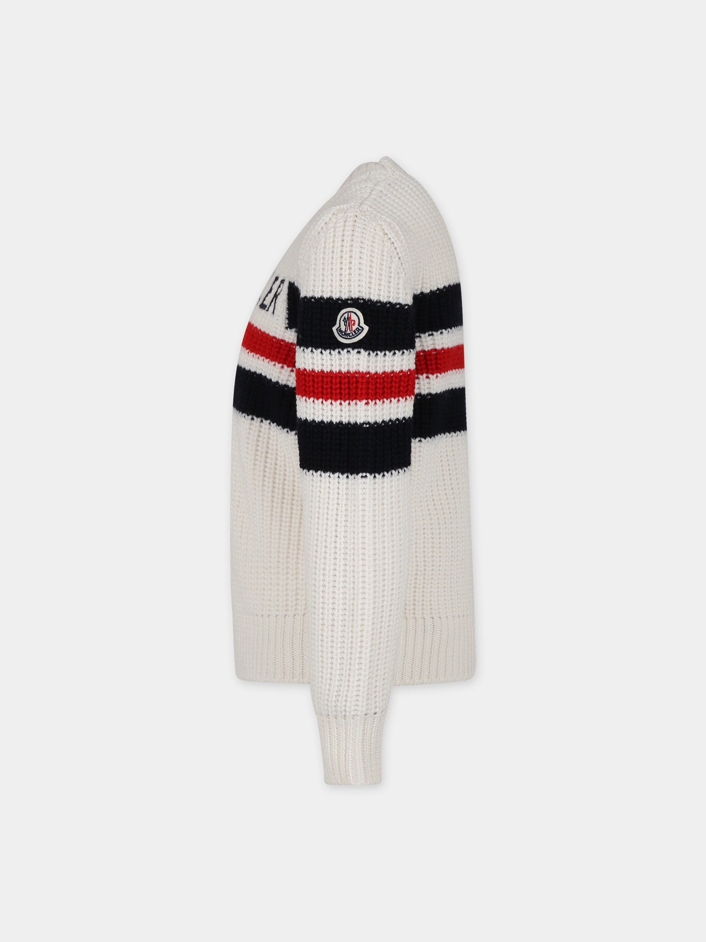 Ivory sweater for boy with logo,Moncler Kids,954 9C00006 M1131 F07