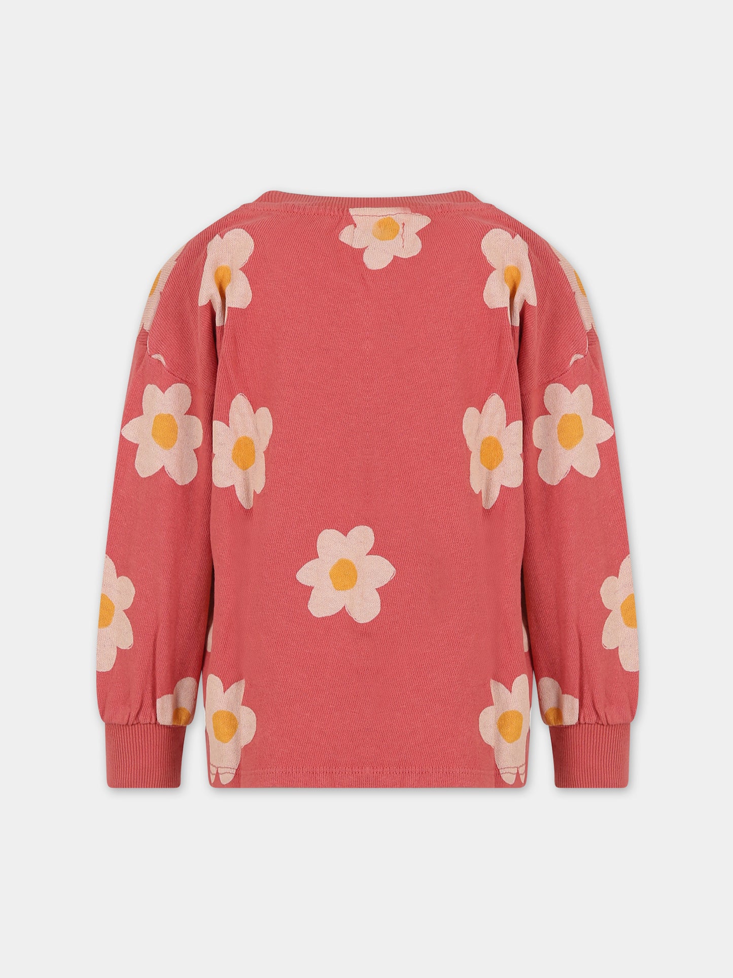 Felpa rosa per bambina con stampa fiori,Bobo Choses,223AC044