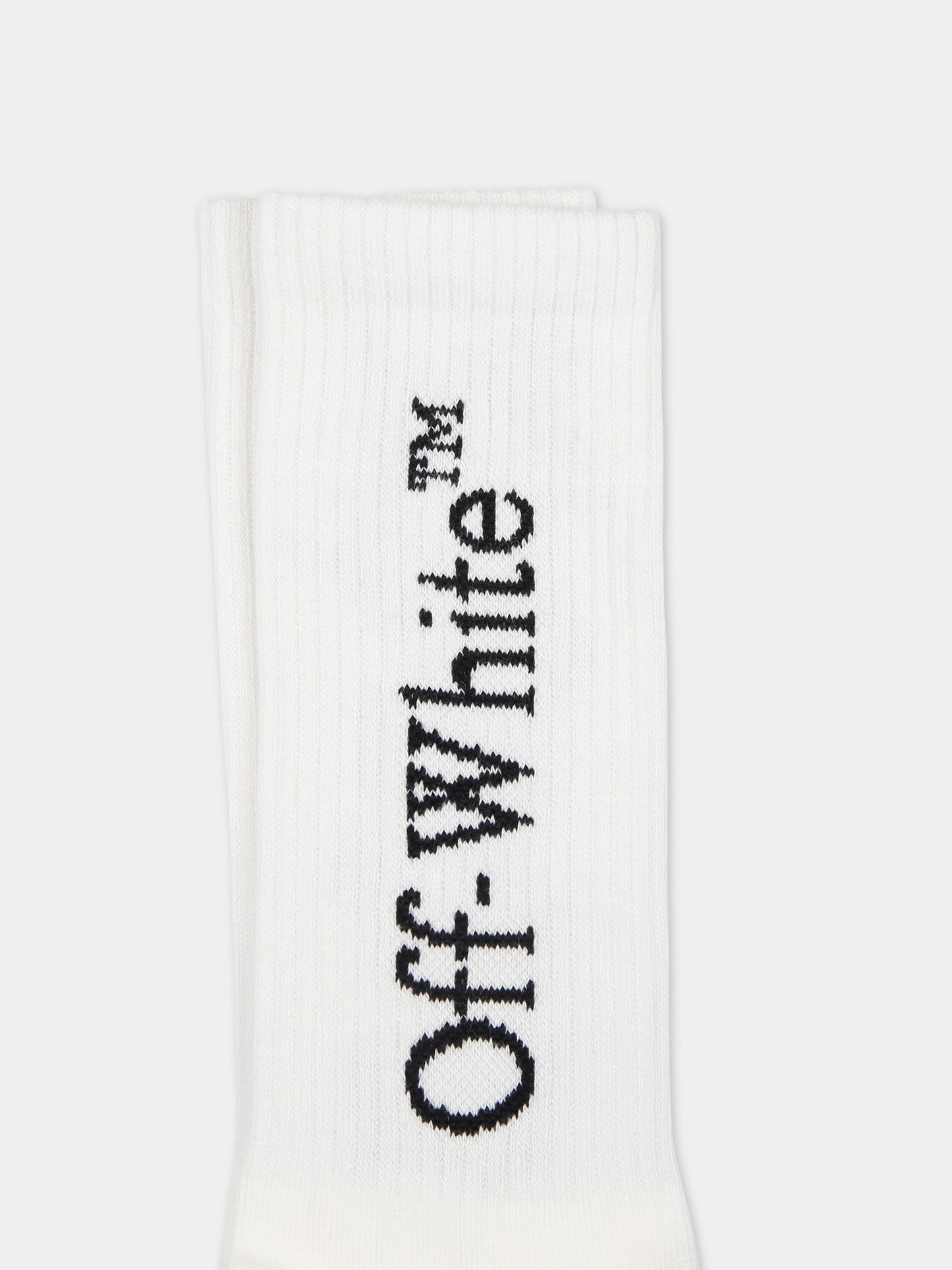 Calze bianche per bambini con logo,Off White,OBRA003C99KNI0010110